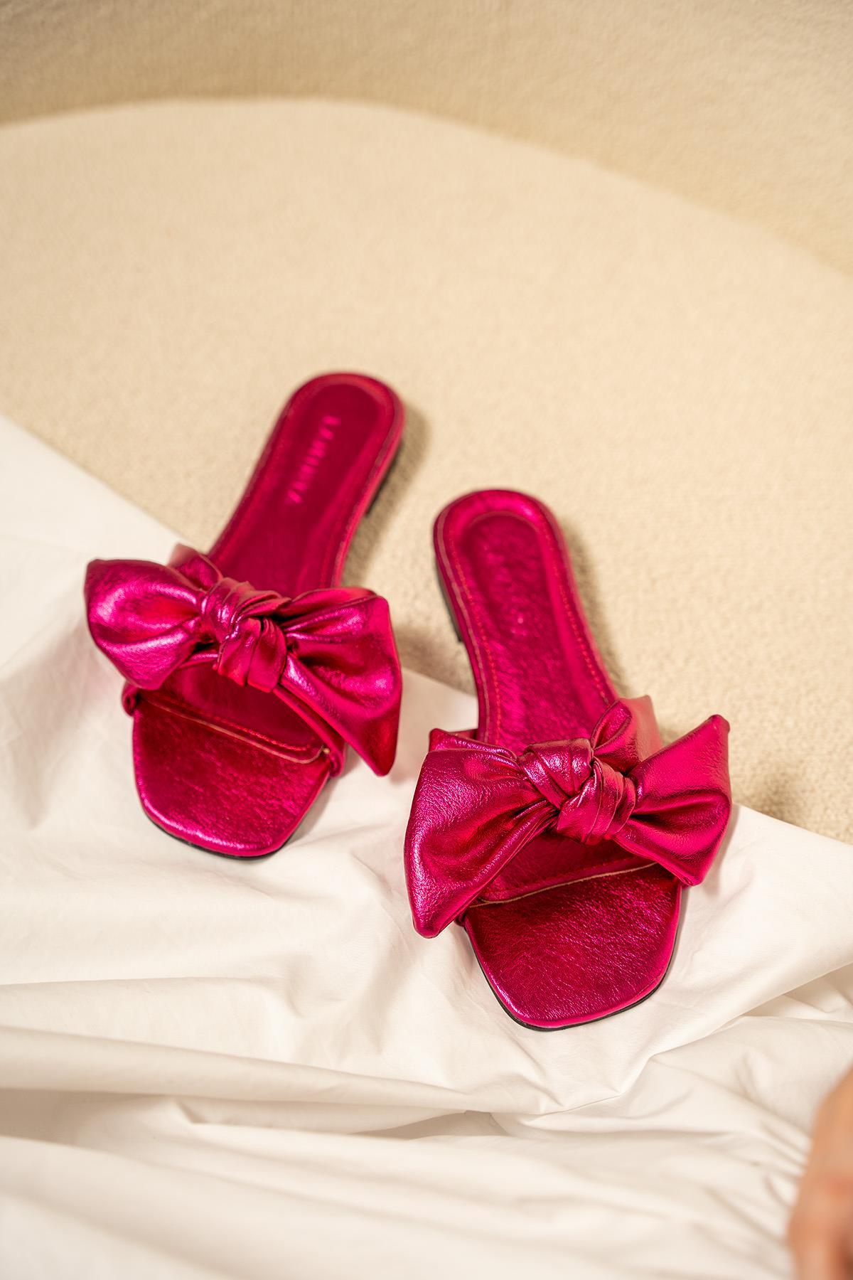 Pony Fiyonklu Terlik - FUŞYA