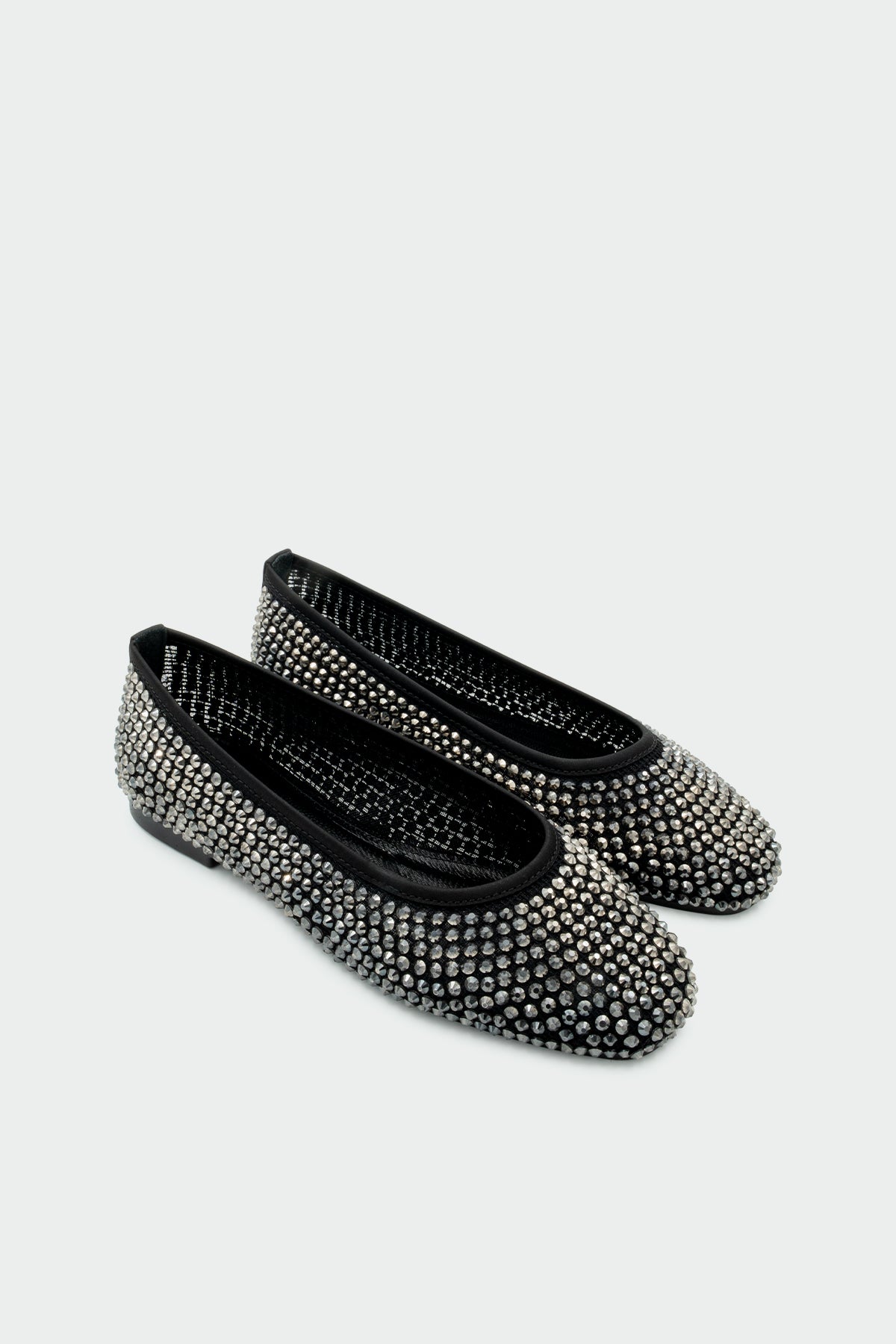 Philo Hakiki Deri Taşlı Kadın Düz Babet - SİYAH