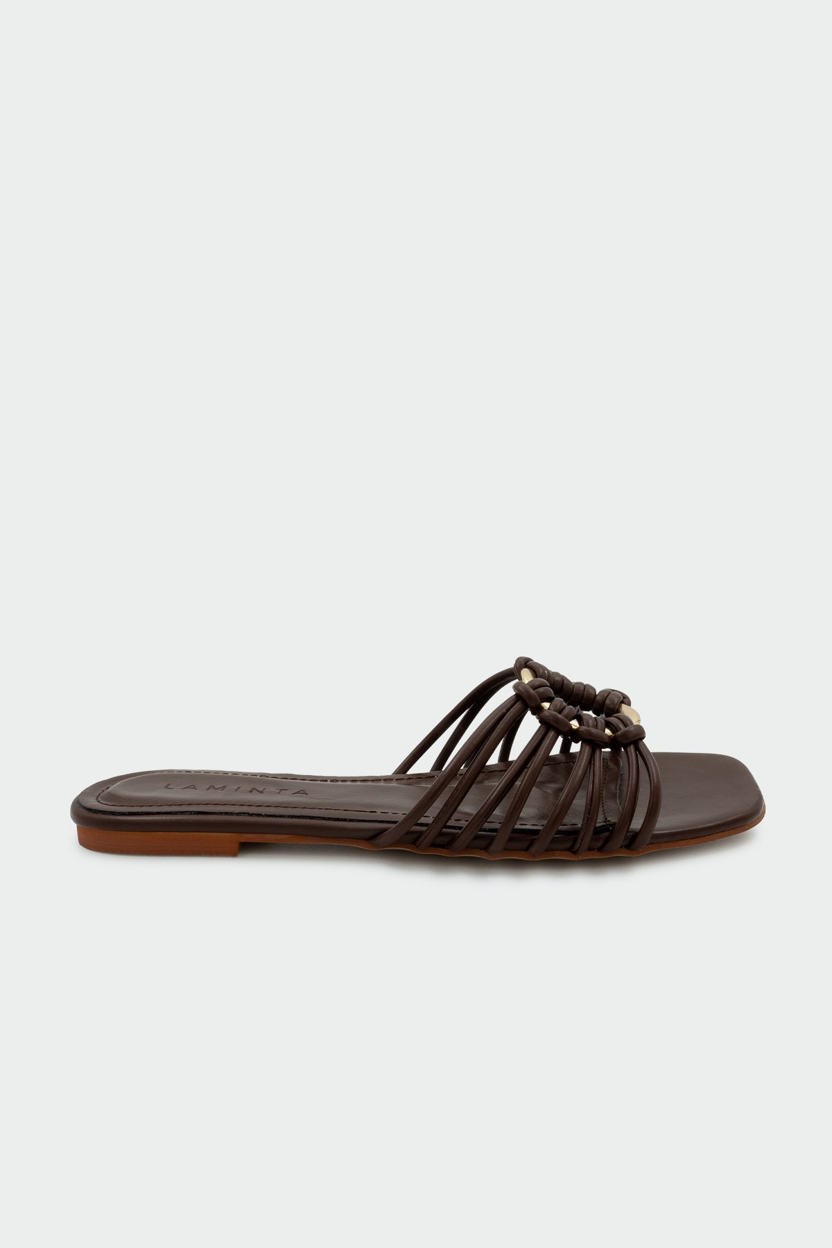 Lola Gold Aksesuarlı Düz Kadın Terlik - ACI KAHVE