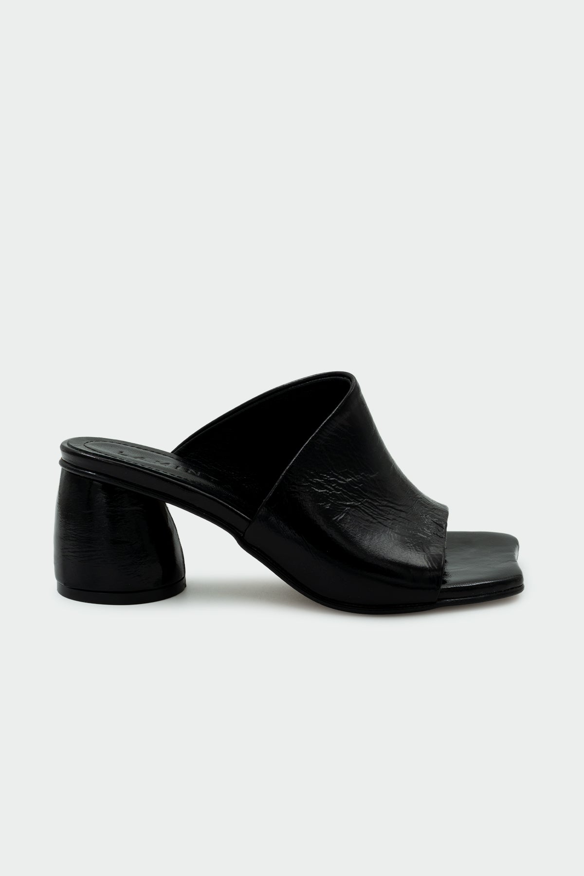 Pinok Asimetrik Kesim Hakiki Deri Kadın Topuklu Terlik - SİYAH