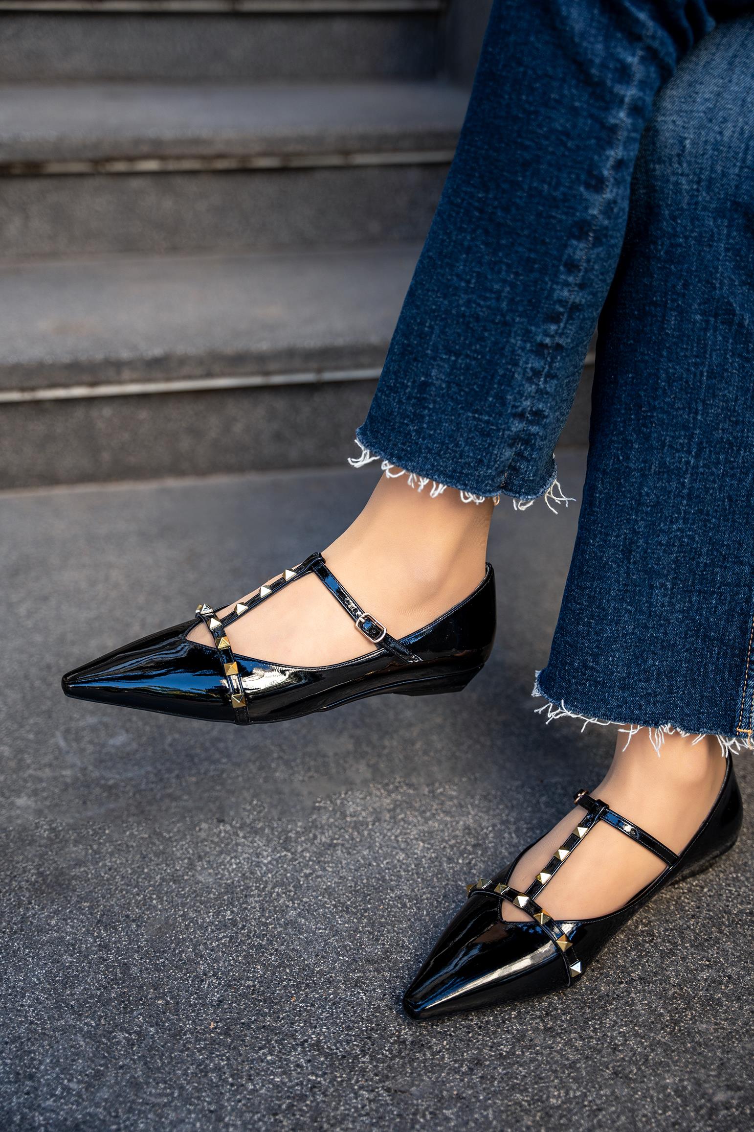 PASKO ZIMBA DETAYLI KADIN BABET - SİYAH RUGAN