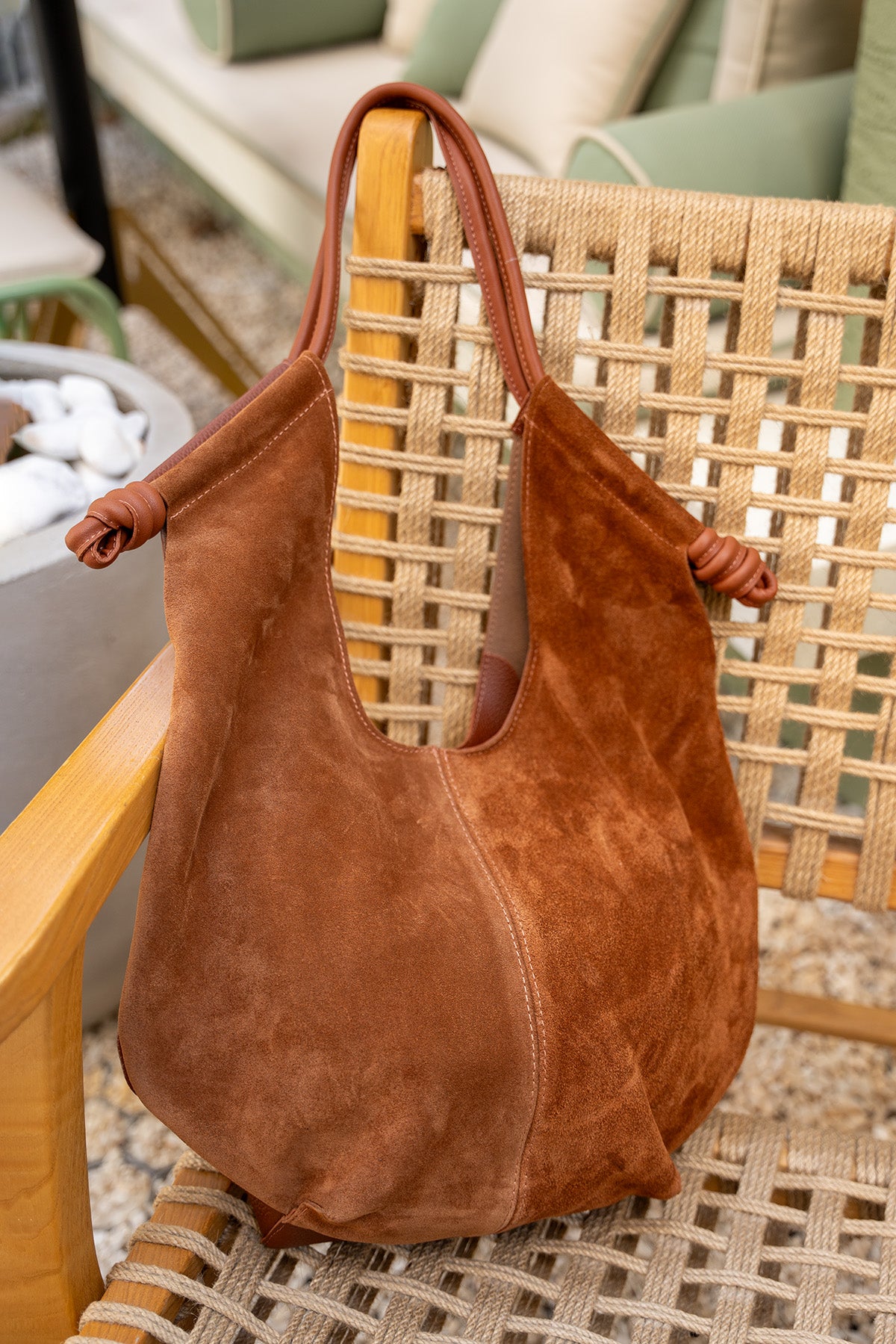 Bees Hakiki Deri Shopier Kol Çantası - TABA