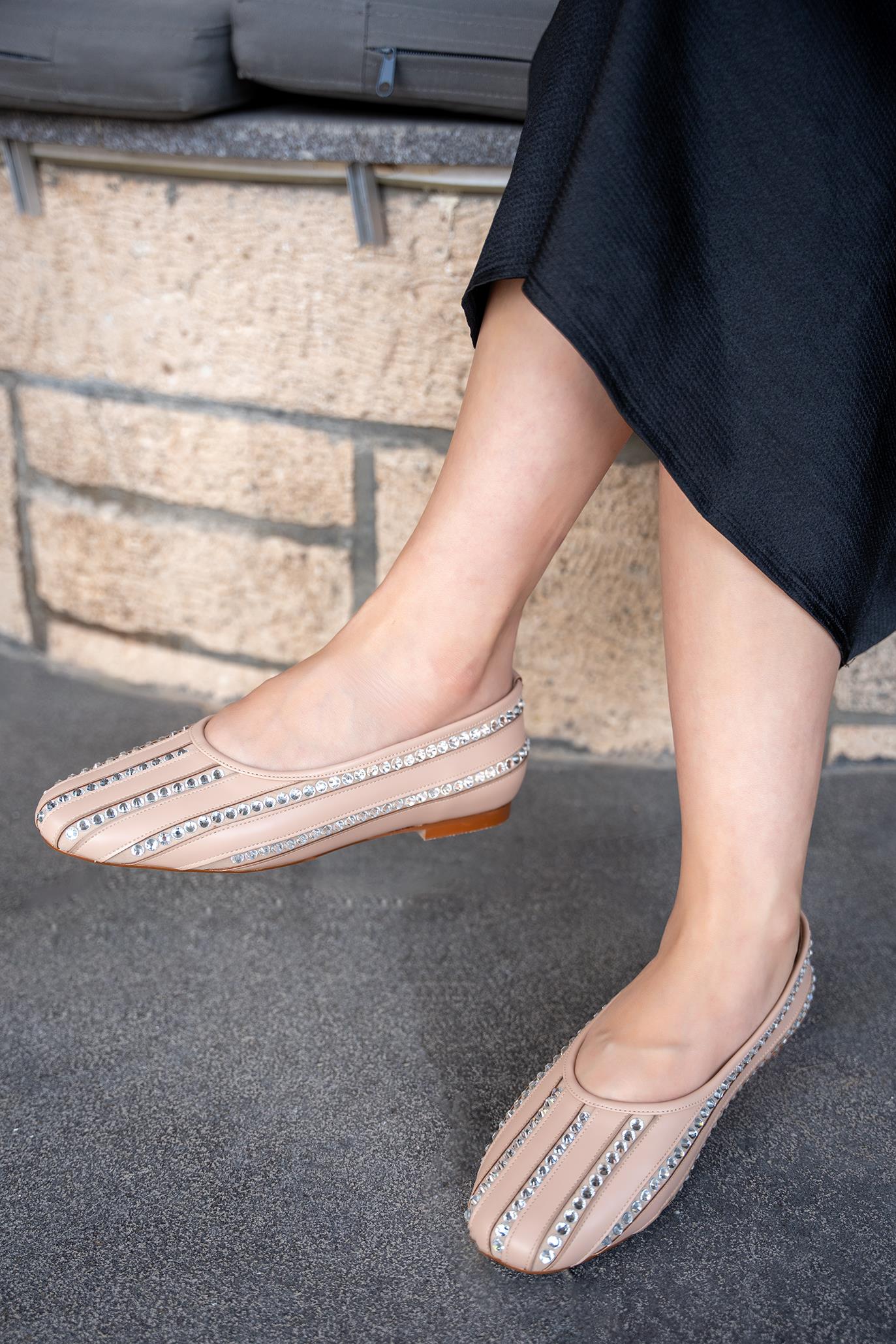 ROGO TAŞ DETAYLI BABET - NUDE