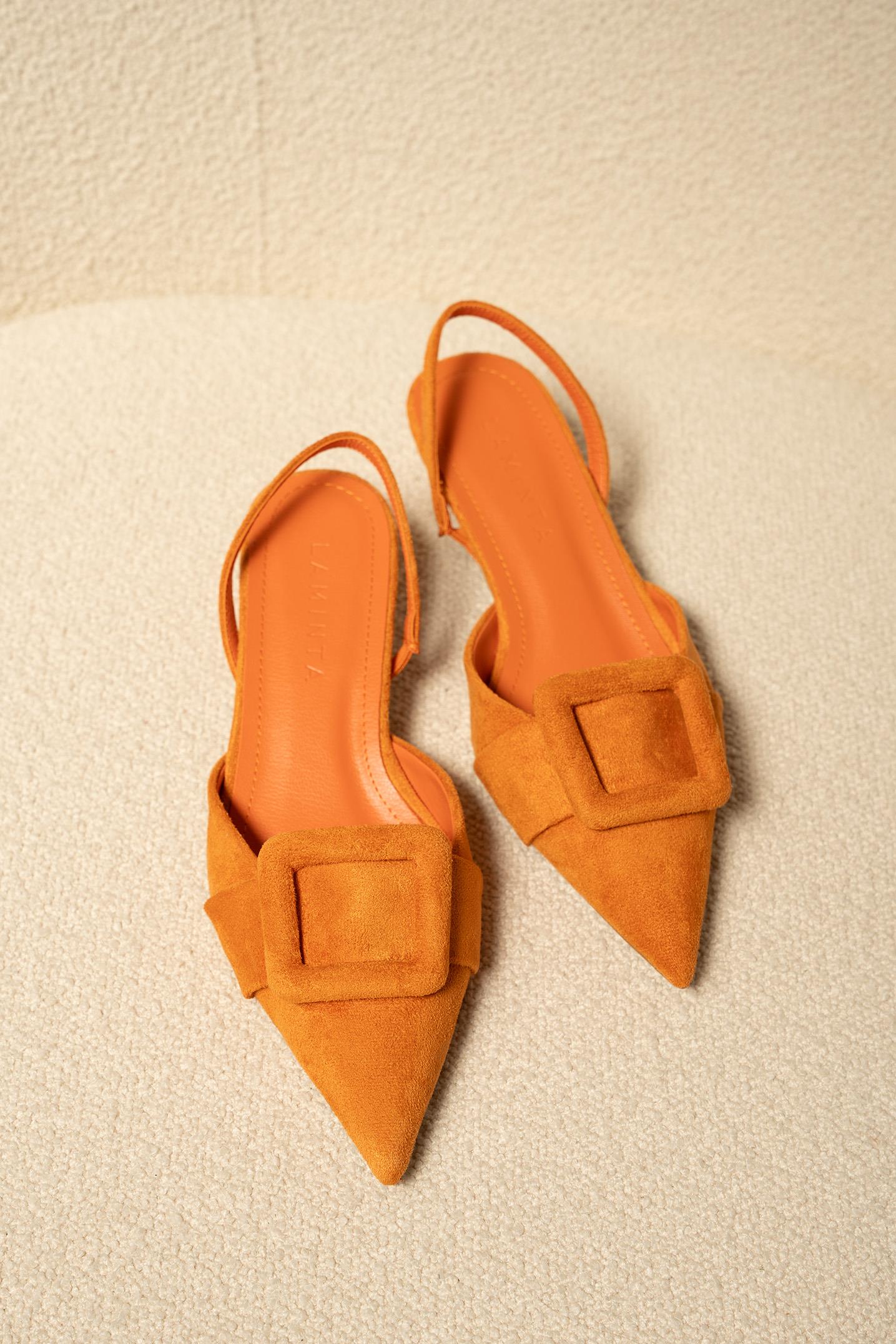 Nicole Tokalı Topuklu Ayakkabı - TURUNCU SÜET