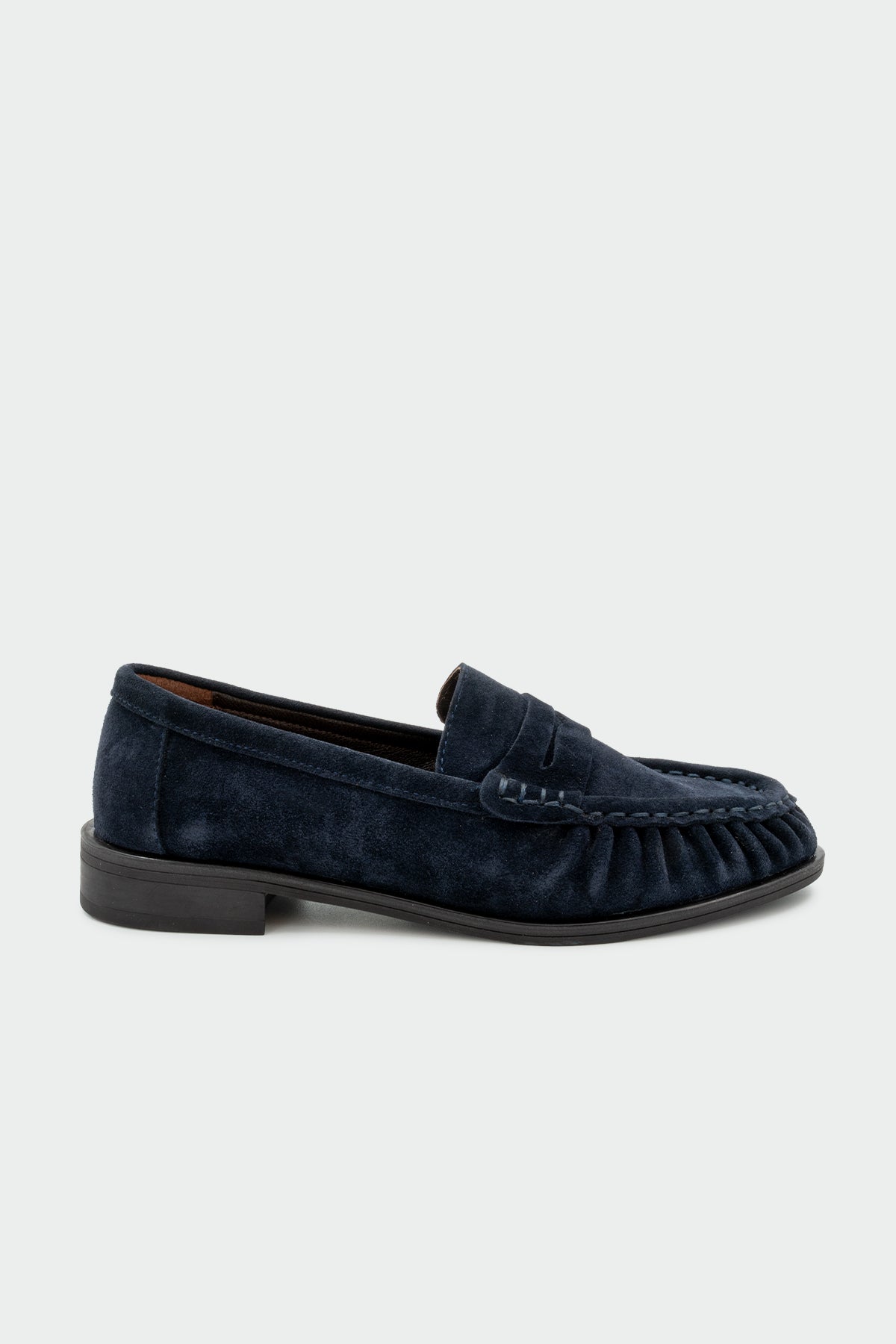 Dipsy Dikiş Detaylı Hakiki Deri Kadın Loafer - Lacivert Süet