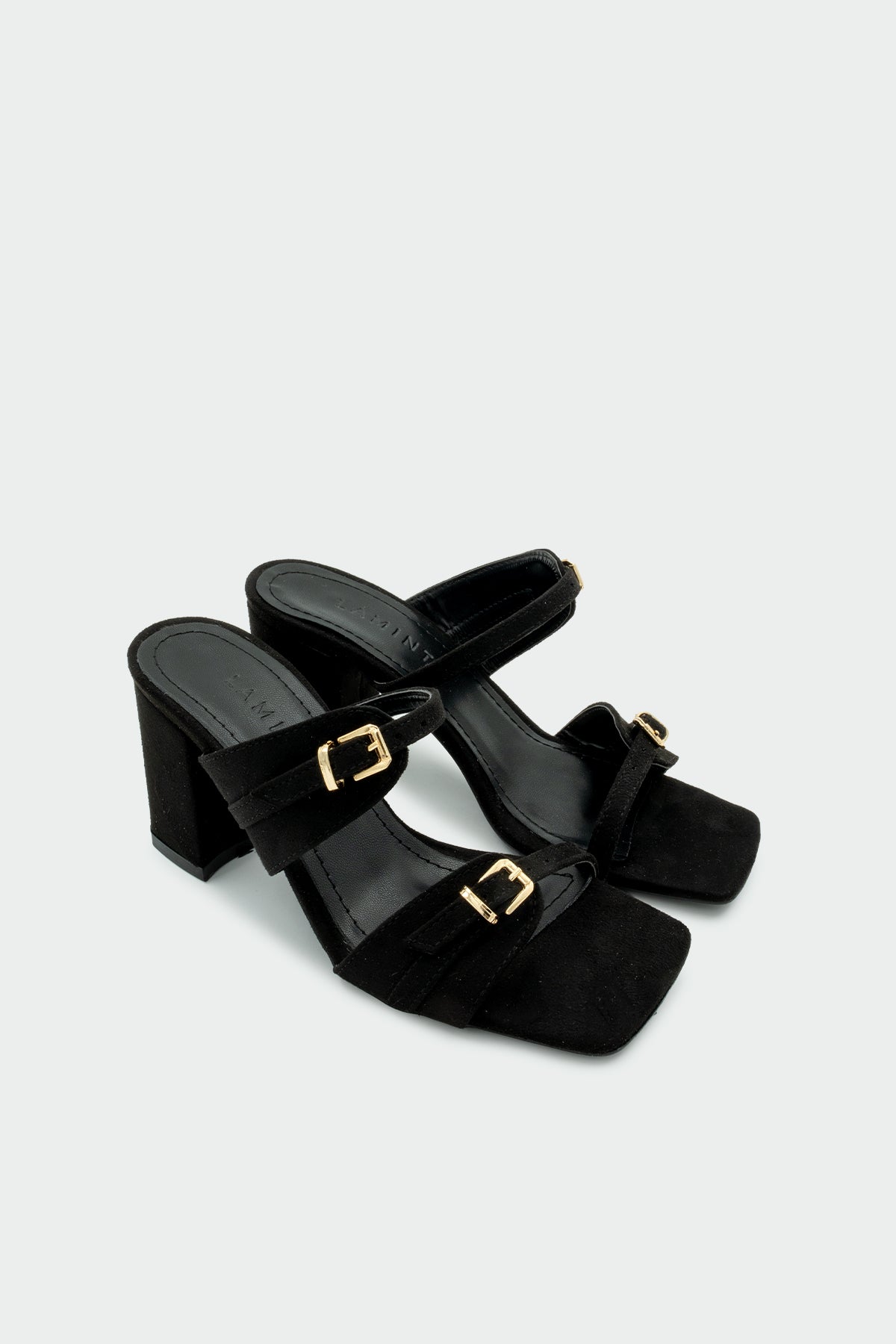 Jodie Toka Detaylı Kadın Topuklu Terlik - SİYAH SÜET