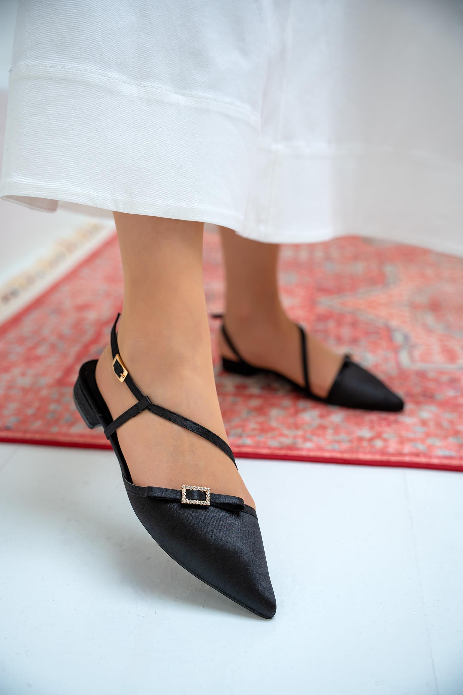 Flipy Taşlı Fiyonklu Babet - SİYAH SATEN