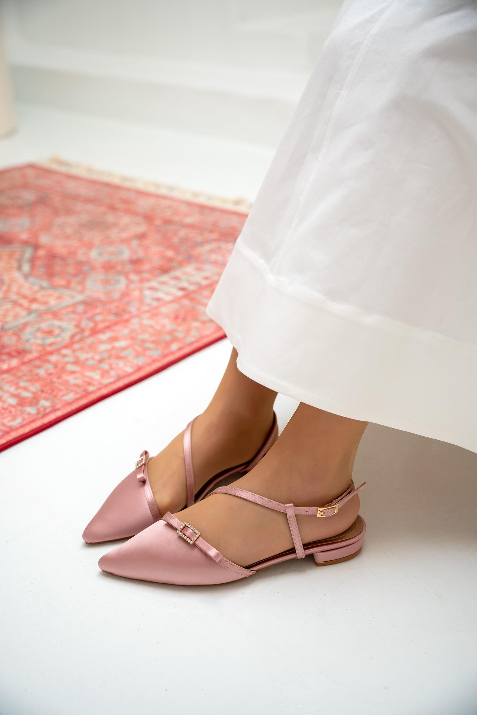 Flipy Taşlı Fiyonklu Babet - PUDRA SATEN