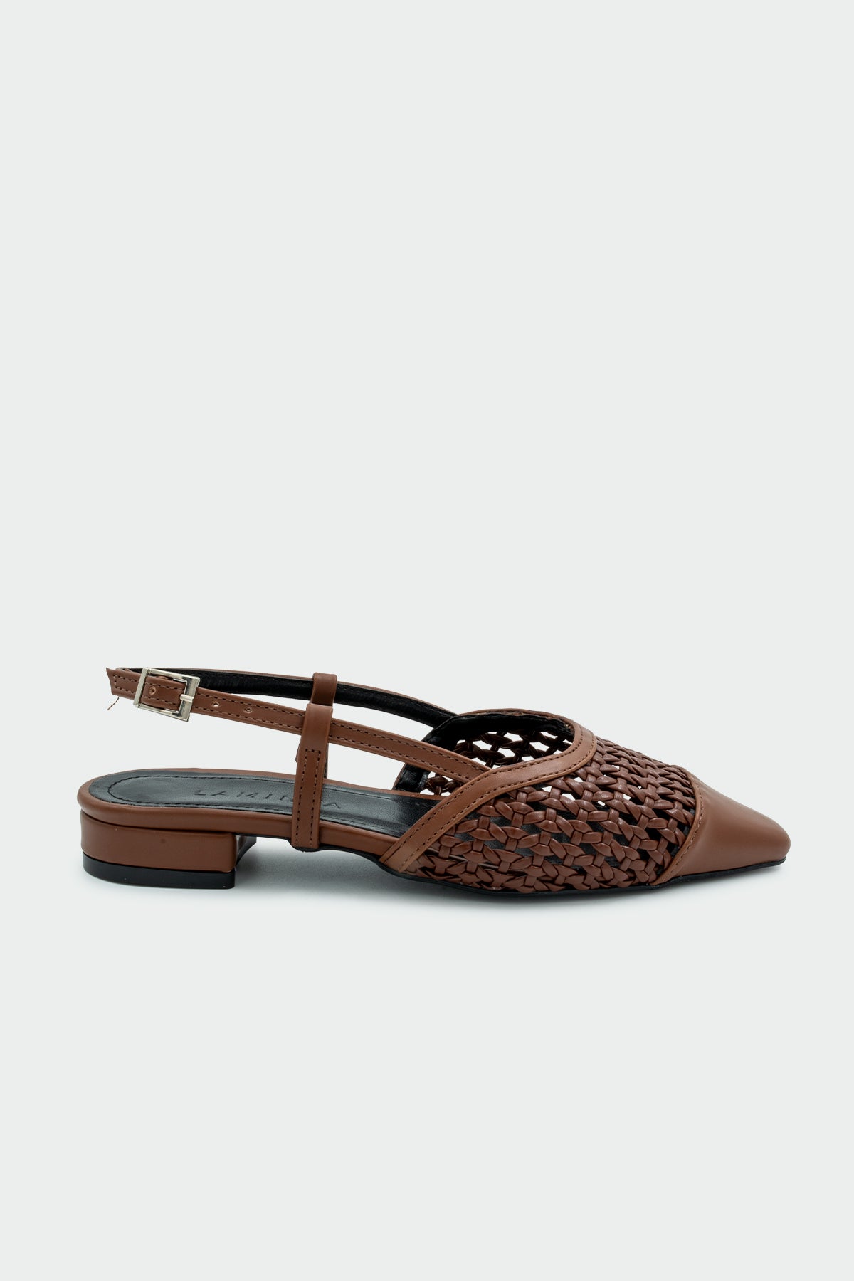 Megan Örgü Detaylı Kadın Düz Babet - ACI KAHVE