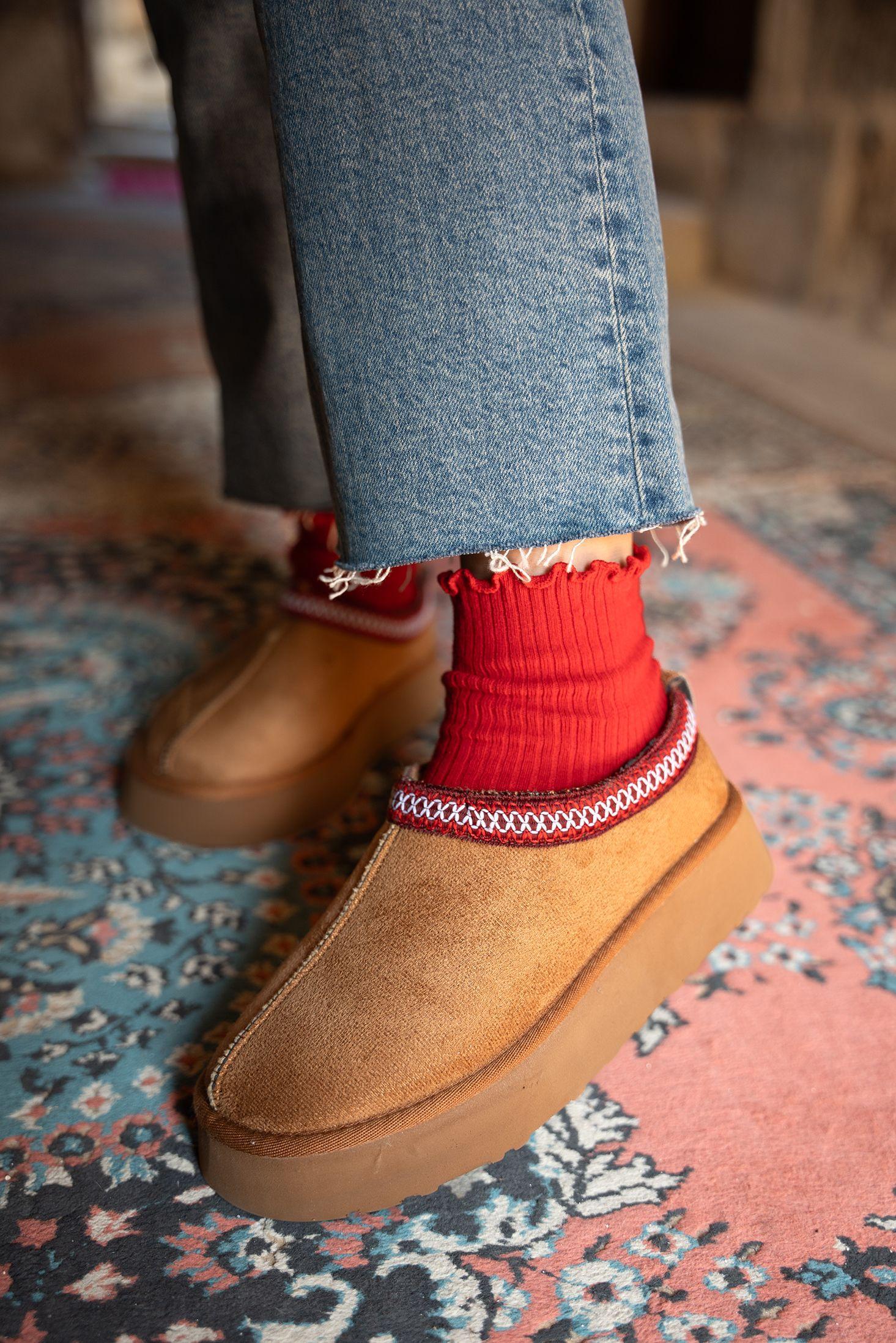 MİNA ETNİK DESENLİ İÇİ KÜRKLÜ BOT - TABA