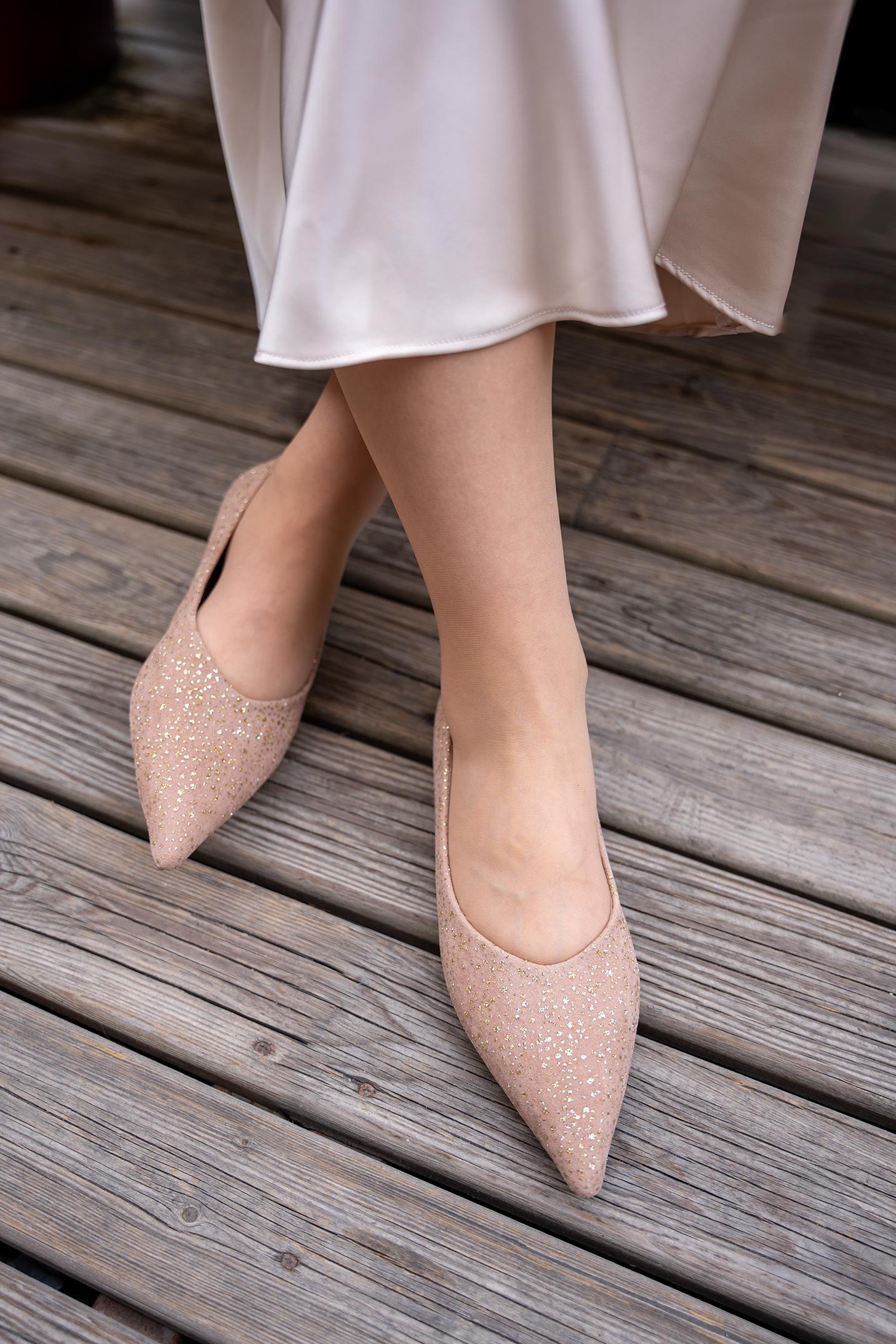 CASTLE GOLD DETAYLI SÜET BABET - BEJ SÜET