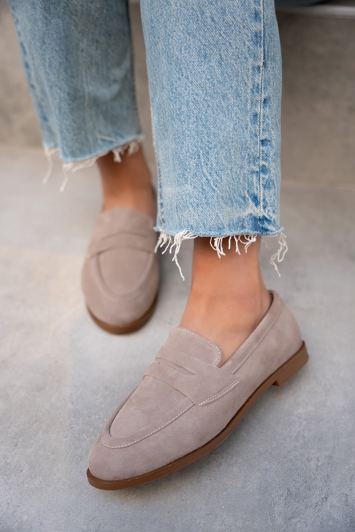 Desna Düz Taban Ayakkabı - VİZON SÜET