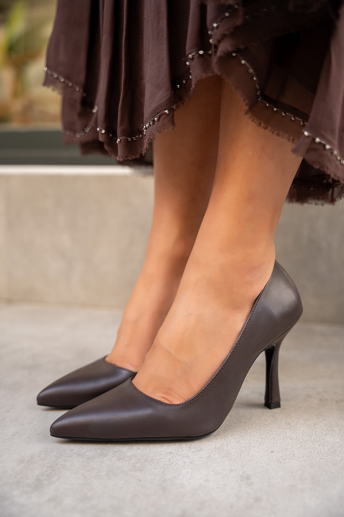 Relly Topuklu Ayakkabı - AcıKahve Deri