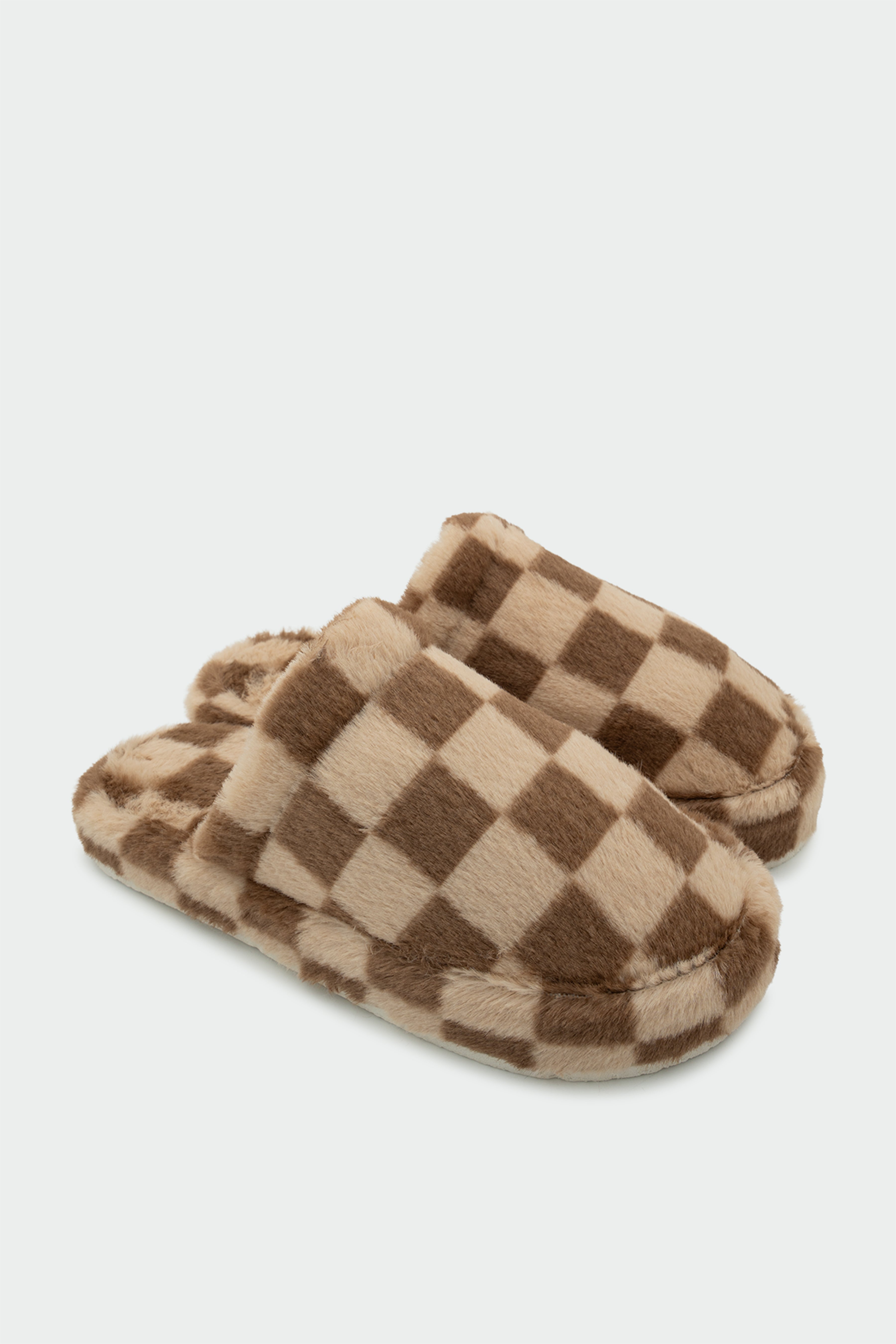 Thong Dama Desenli Ev Terliği - KAHVE