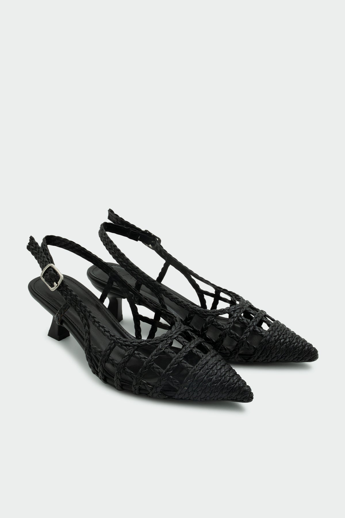 Wenty Örgü Detaylı Kadın Topuklu Ayakkabı - SİYAH