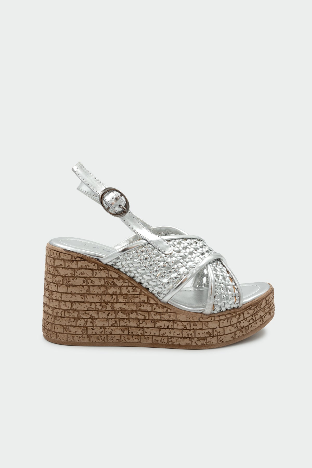 Grove Çapraz Detaylı Platform Kadın Sandalet - Silver