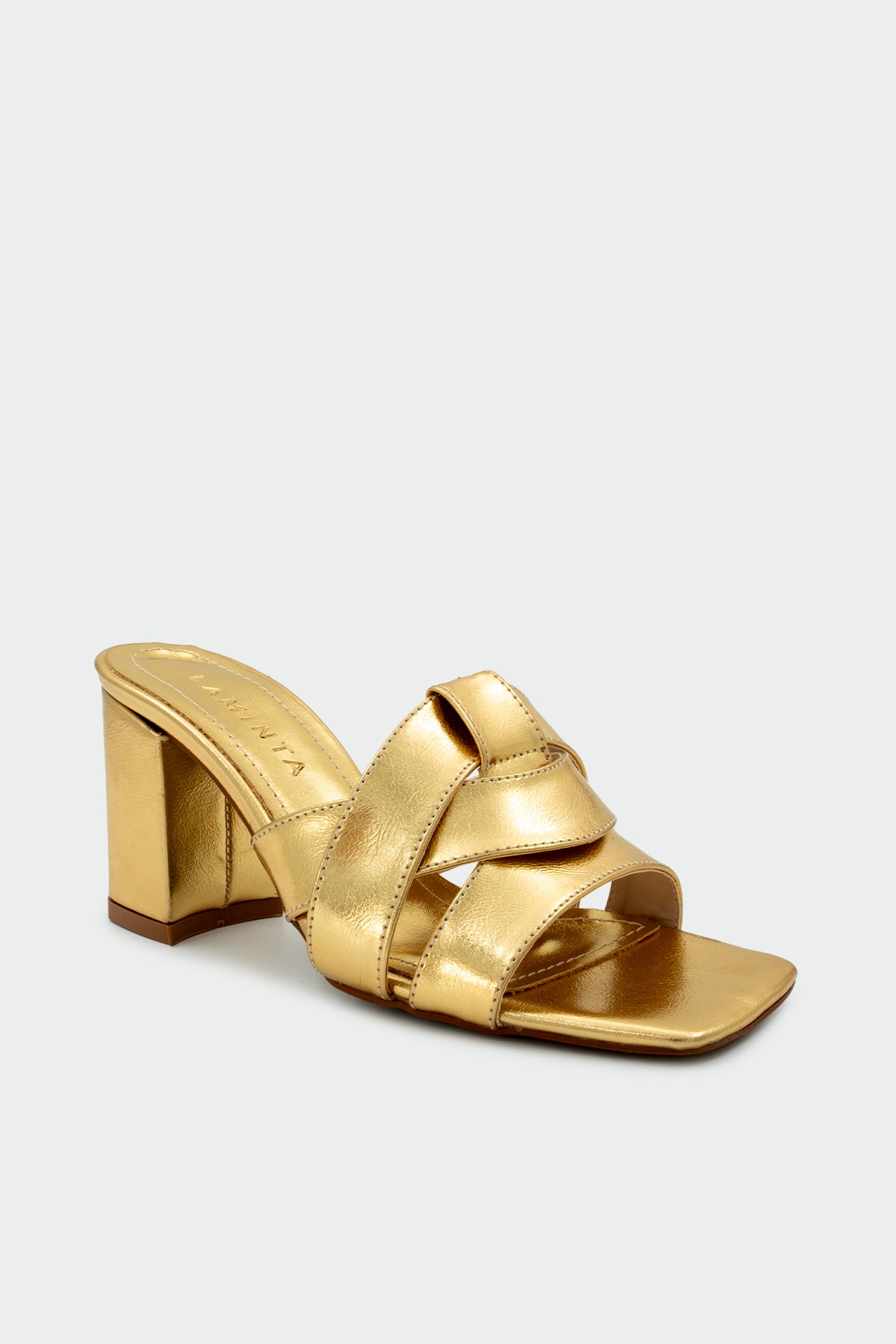 Loves Asimetrik Kesim Kalın Topuklu Terlik - GOLD