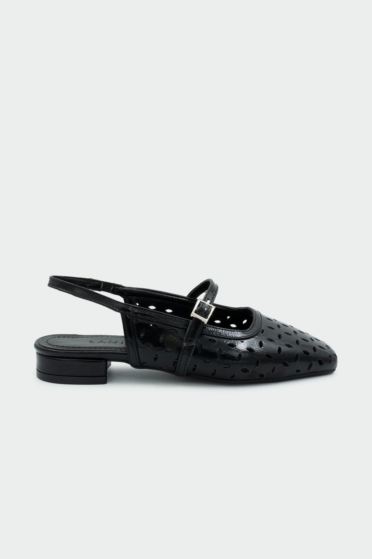 Elina Lazer Kesim Detaylı Düz Kadın Babet - SİYAH