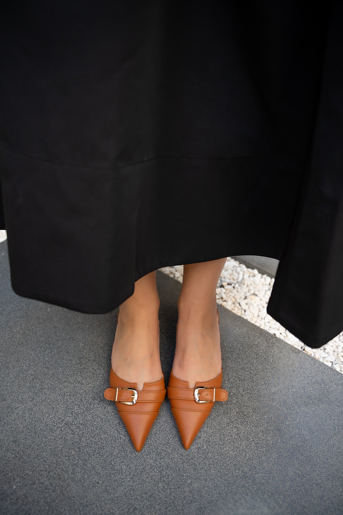 Dudi Kemer Detaylı Topuklu Ayakkabı - TABA