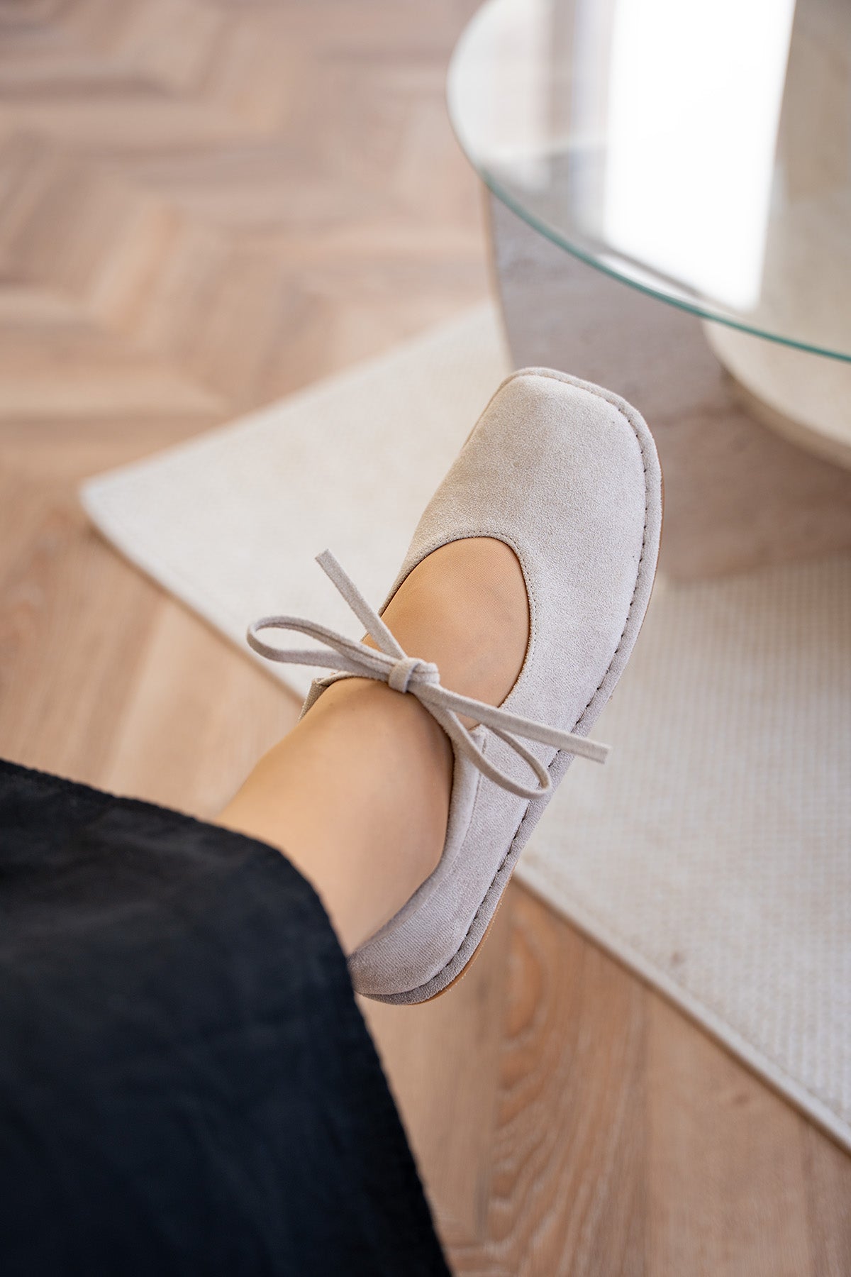 Mex Bağcık Detaylı Kadın Barefoot Ayakkabı - BEJ SÜET