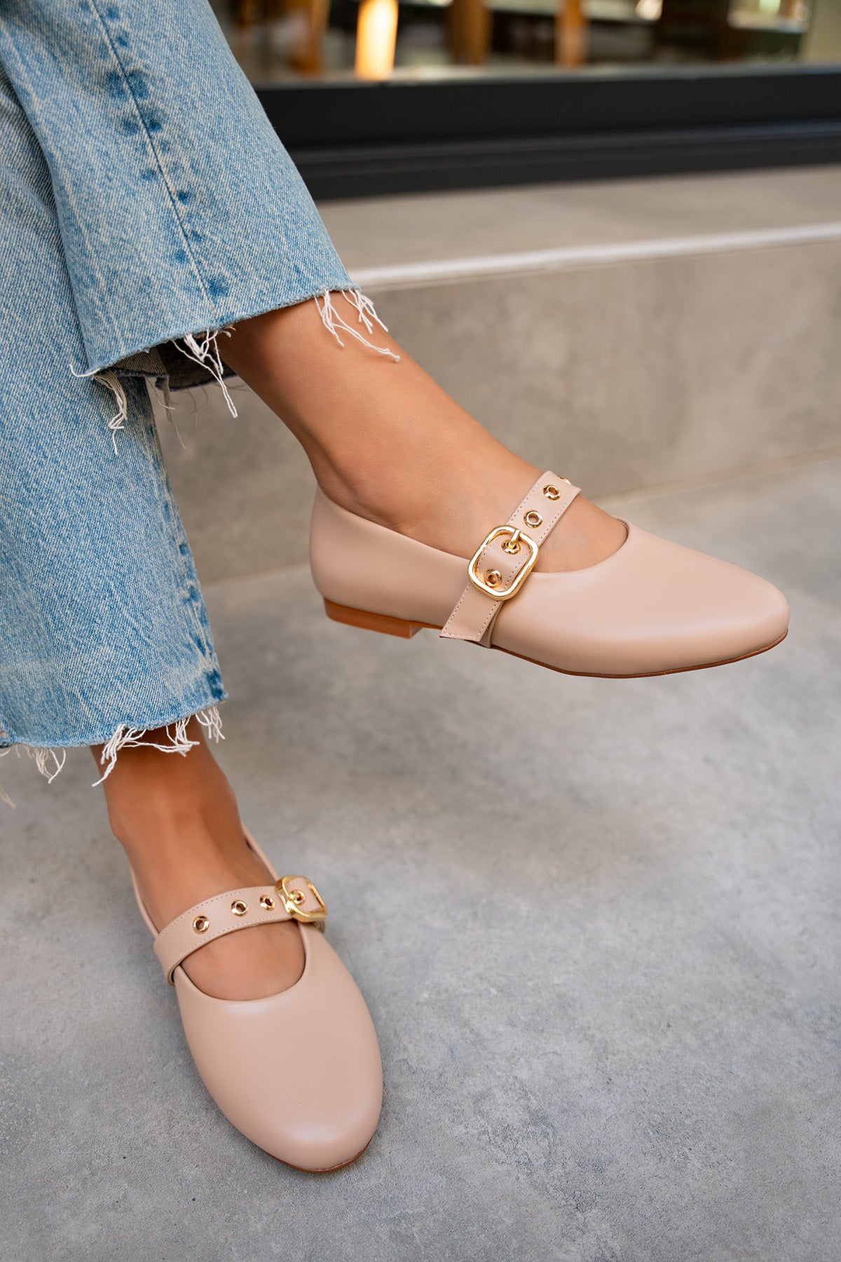 Victor Gold Tokalı Babet - NUDE DERİ