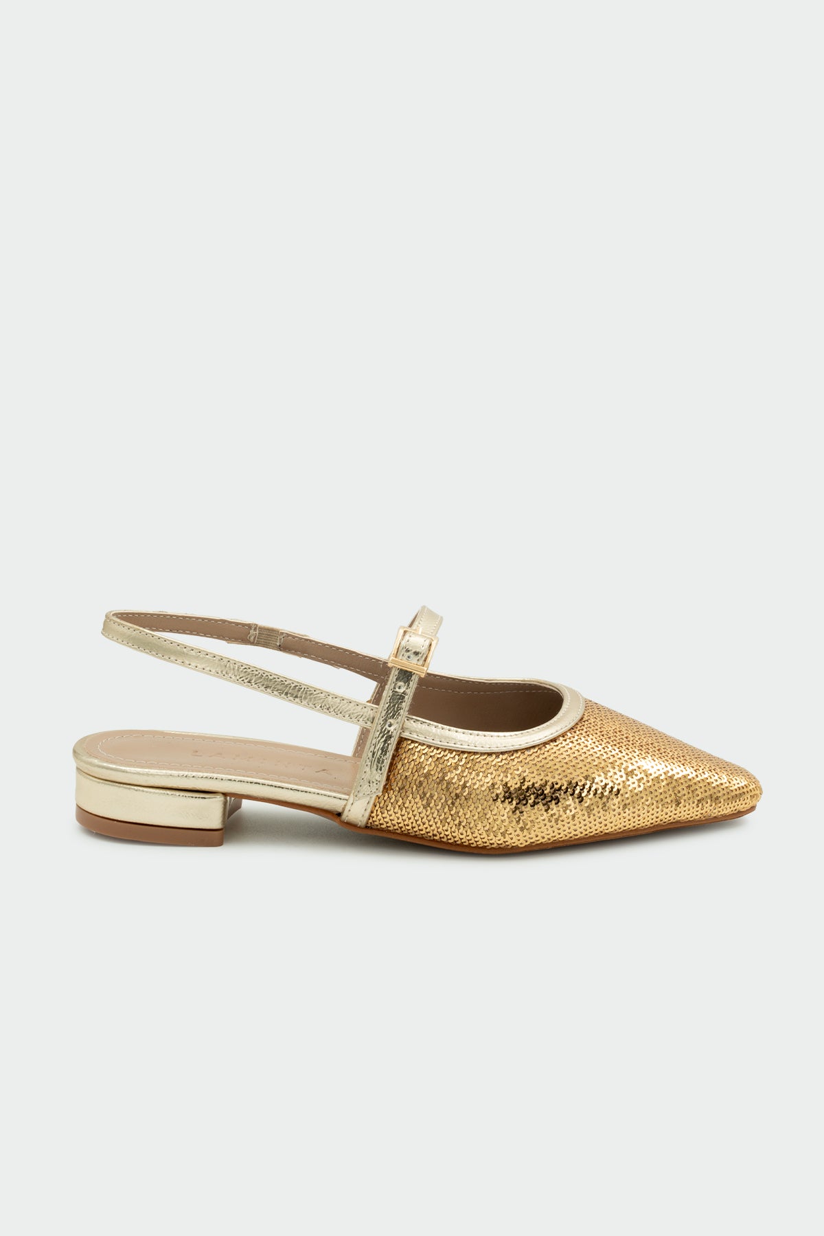 Elite Payetli Düz Kadın Babet - GOLD