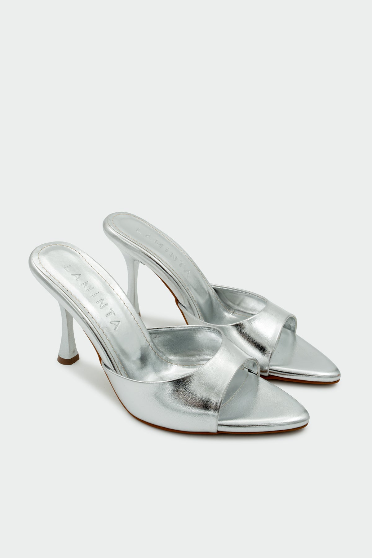 Sonic Sivri Burun Kadın Topuklu Terlik - Silver