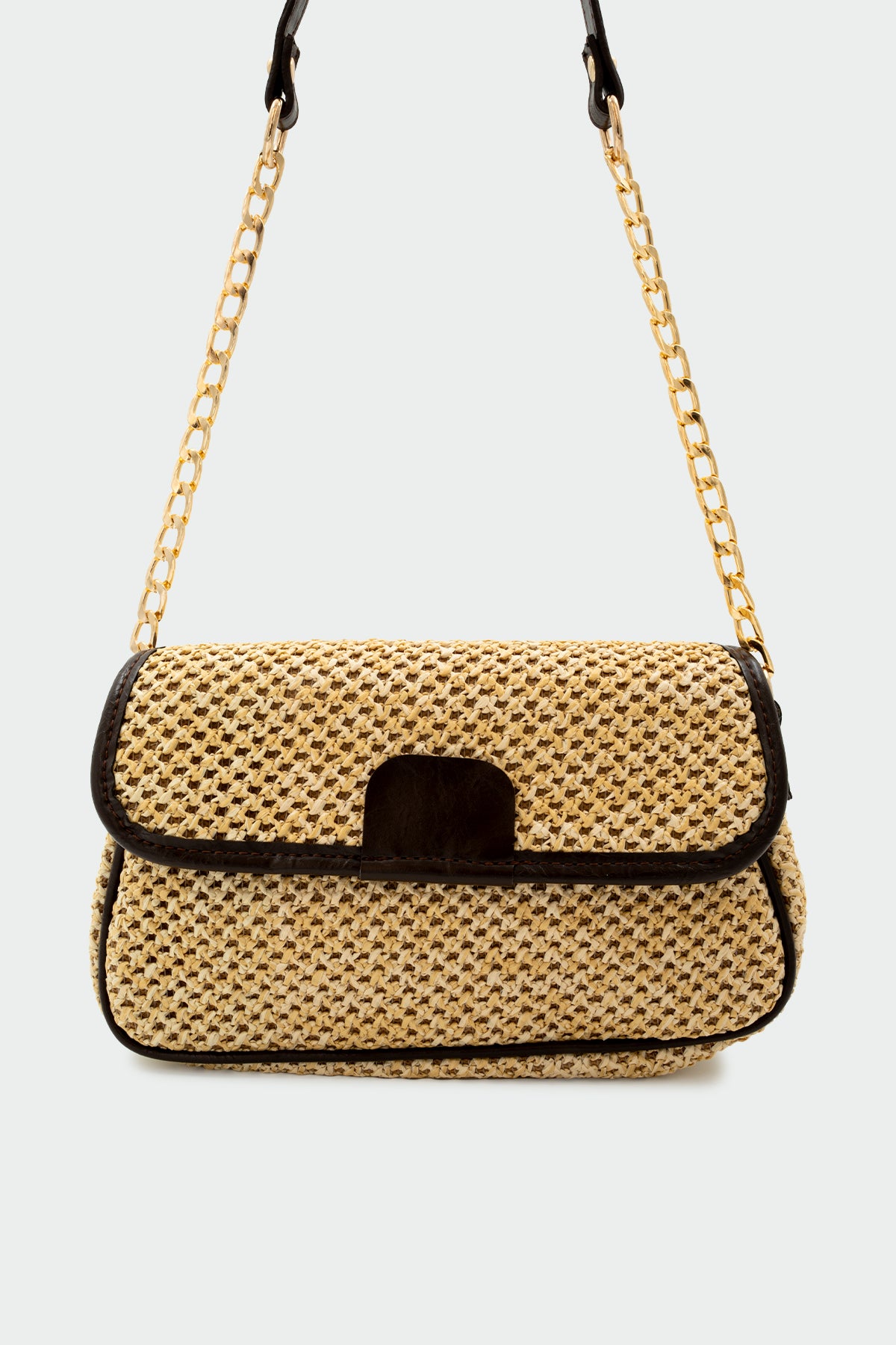 Saint Hasır Detaylı Kadın Çapraz Çanta - ACI KAHVE