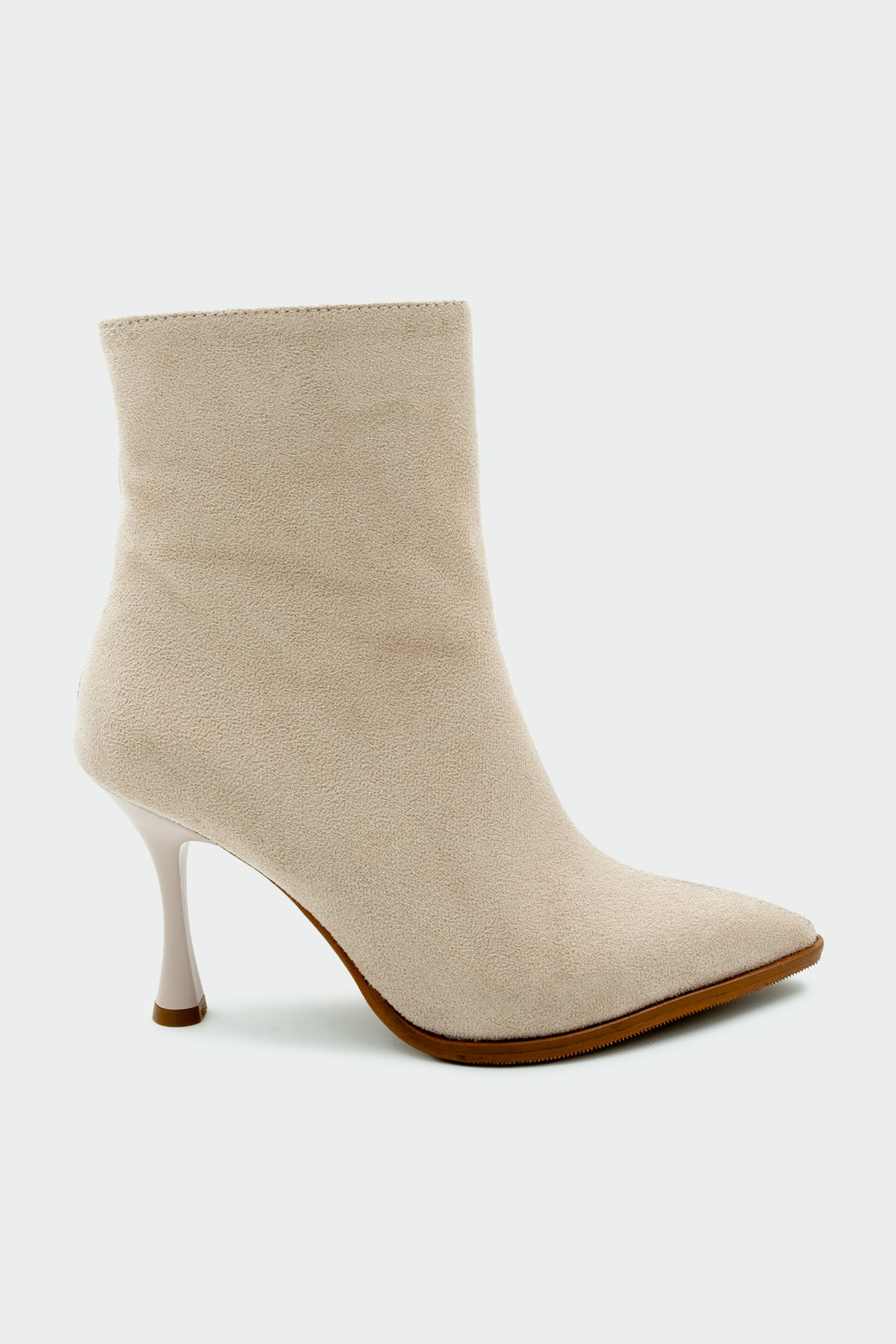 Apex Sivri Burun Fermuarlı Kadın Bot - BEJ SÜET