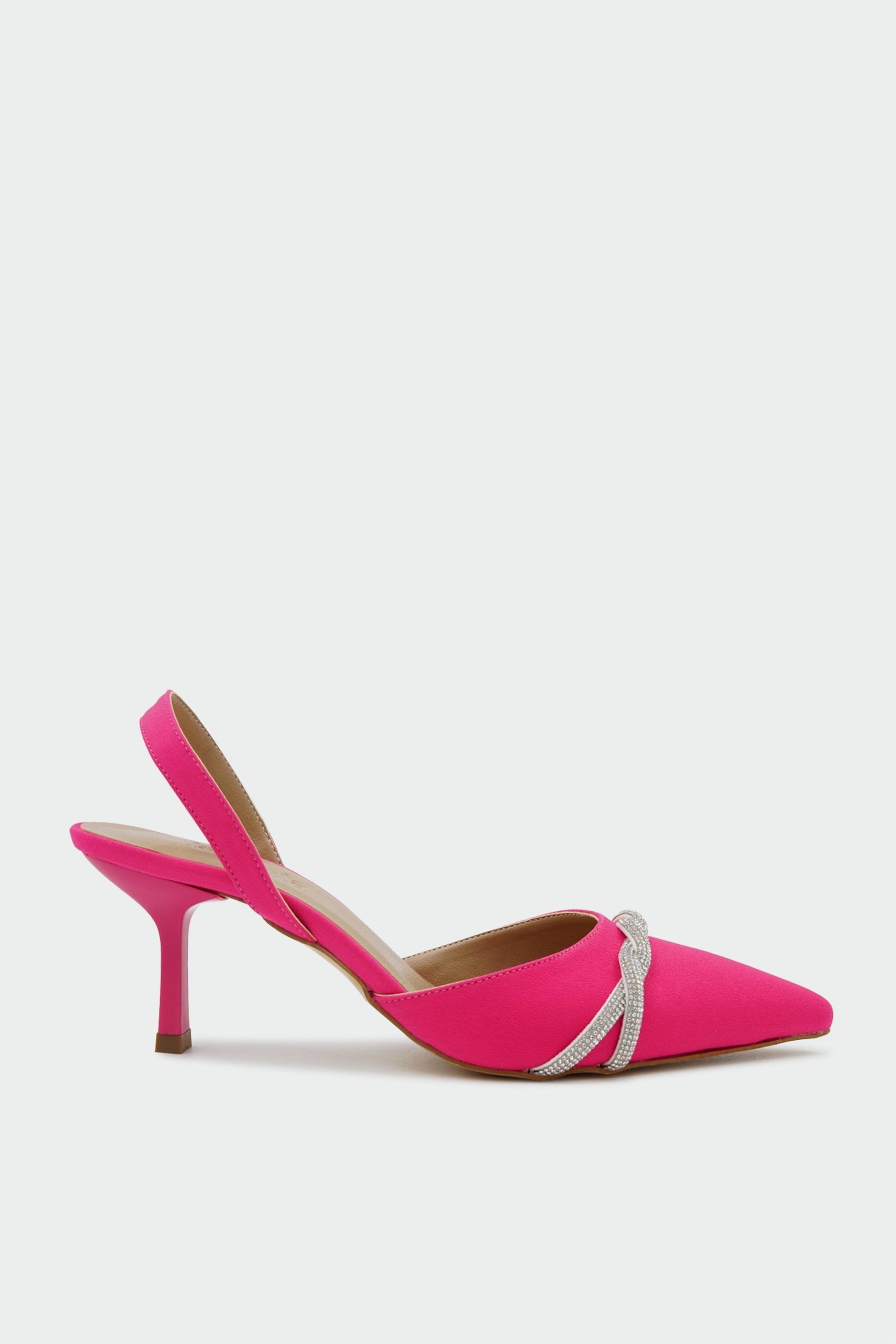 VİNCE ÖRGÜ DETAYLI TOPUKLU AYAKKABI - FUŞYA