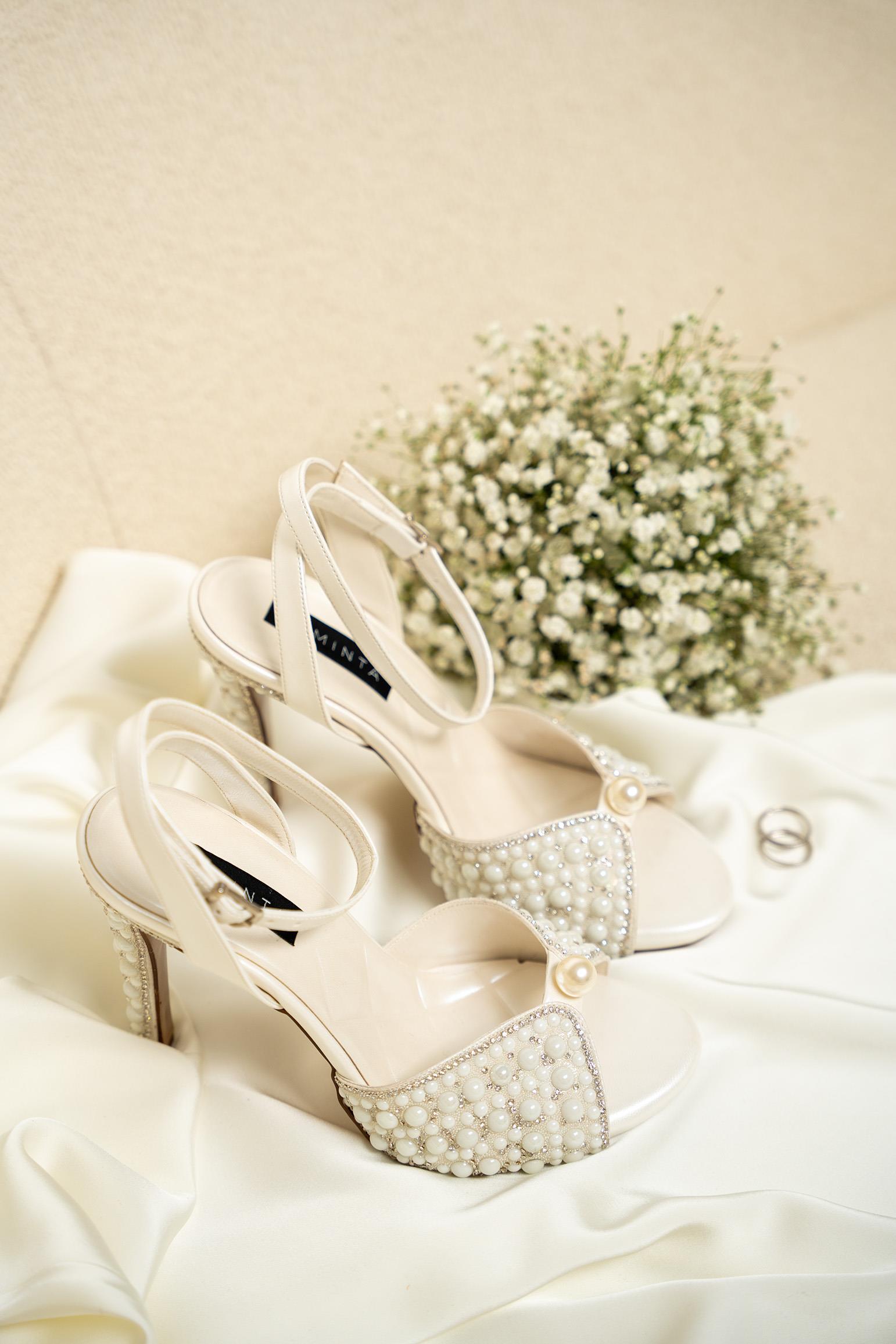 Higo İnci Detaylı Gelin Ayakkabısı - SEDEF BEYAZ