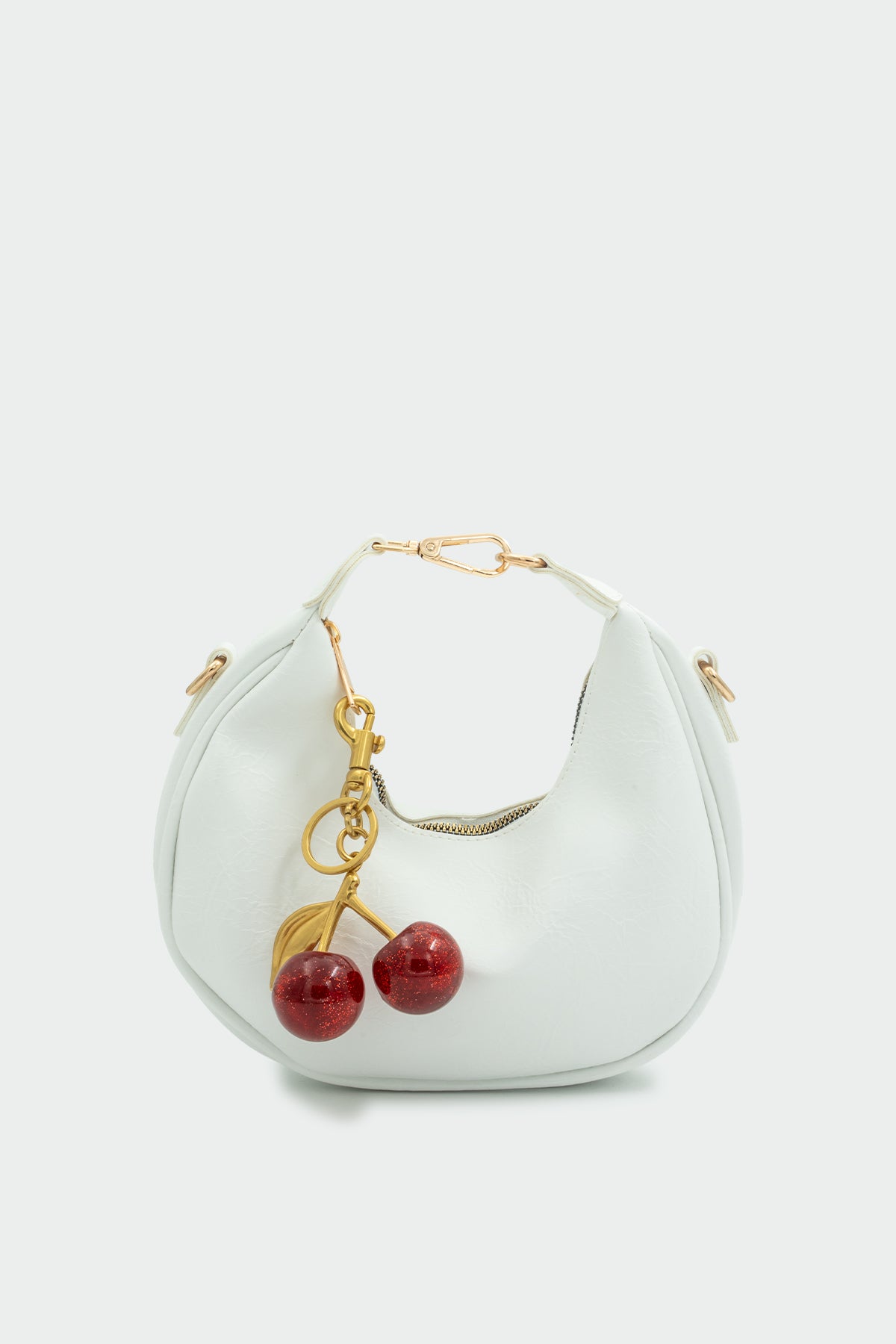 Mono Mini Kiraz Aksesuarlı Çanta - BEYAZ