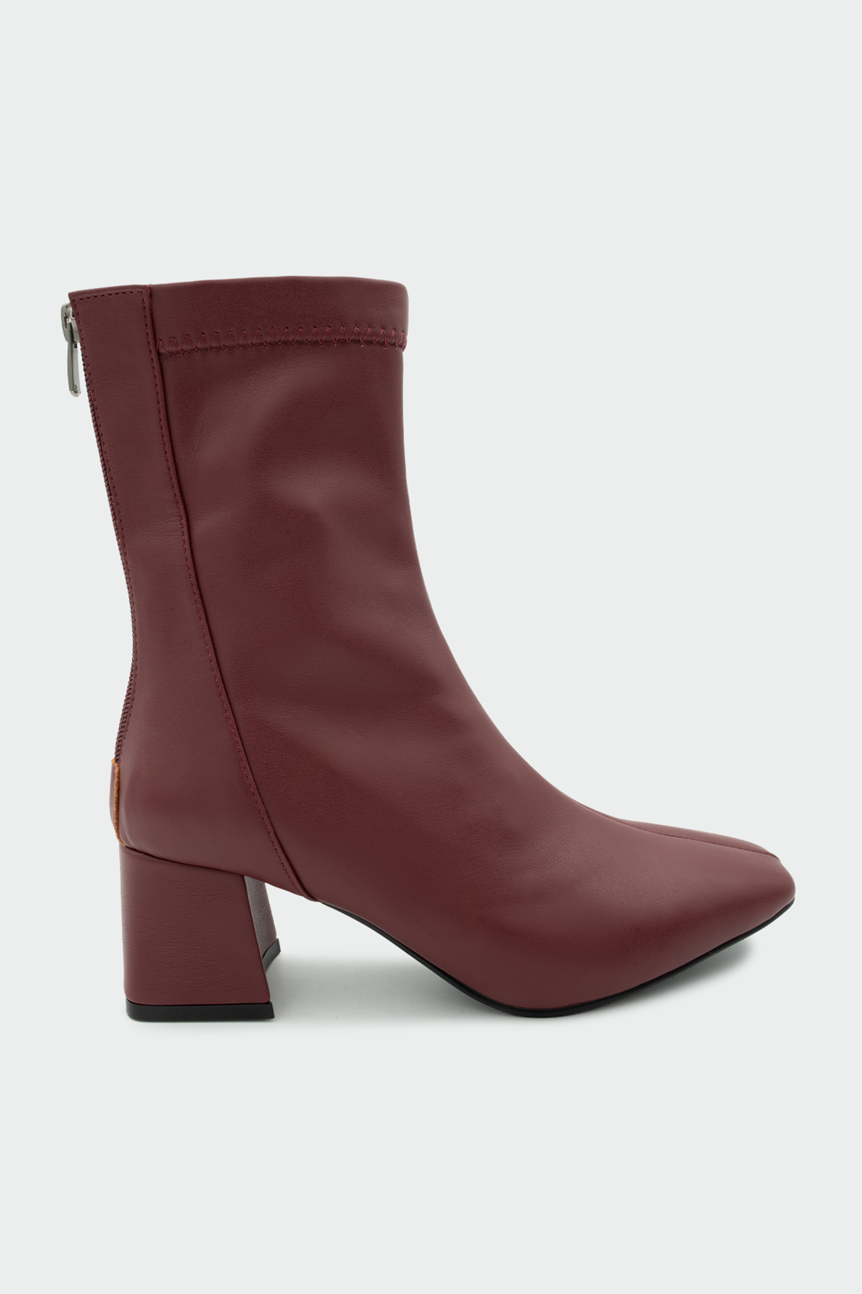 Dixi Küt Burun Streç Bot - BORDO DERİ