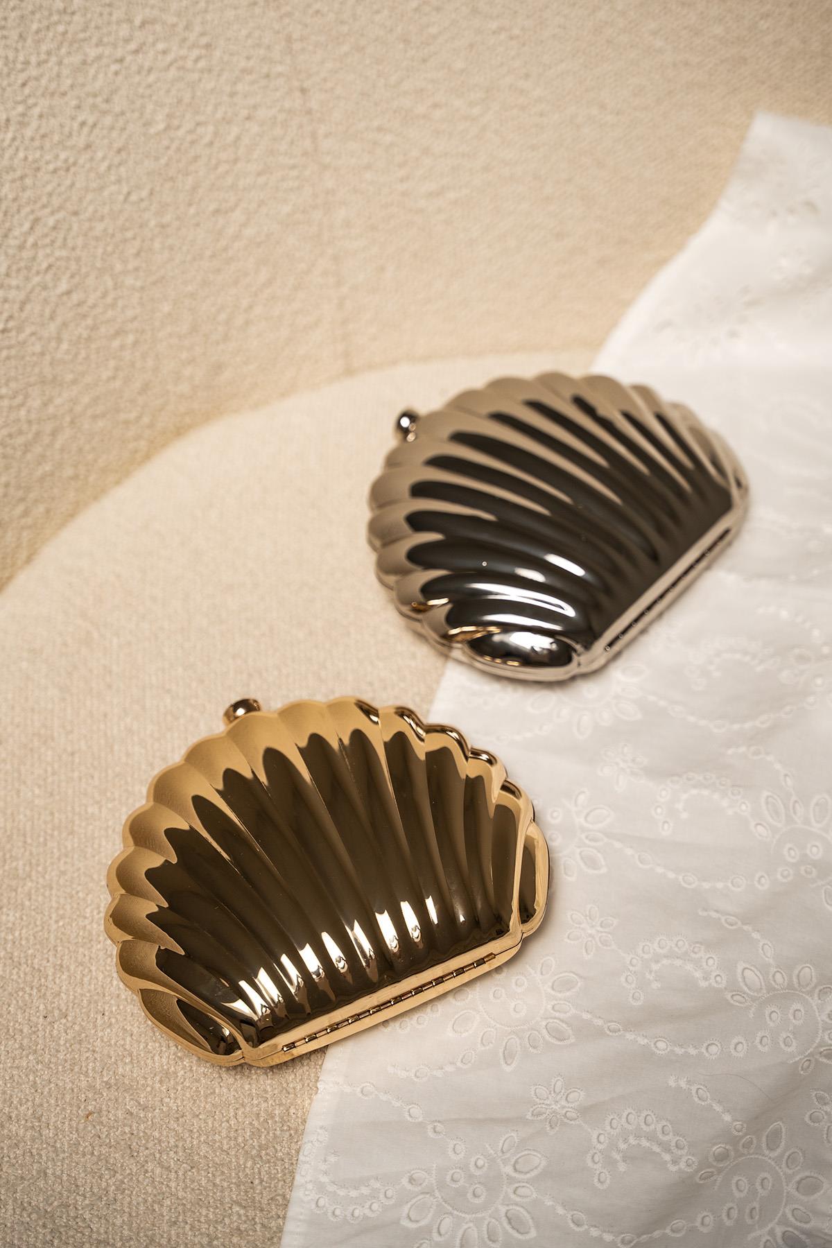 Midye Desenli Çanta - Silver