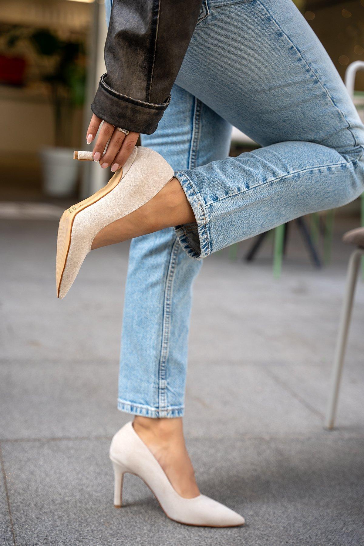 MARLOWE STİLETTO TOPUKLU AYAKKABI - BEJ SÜET