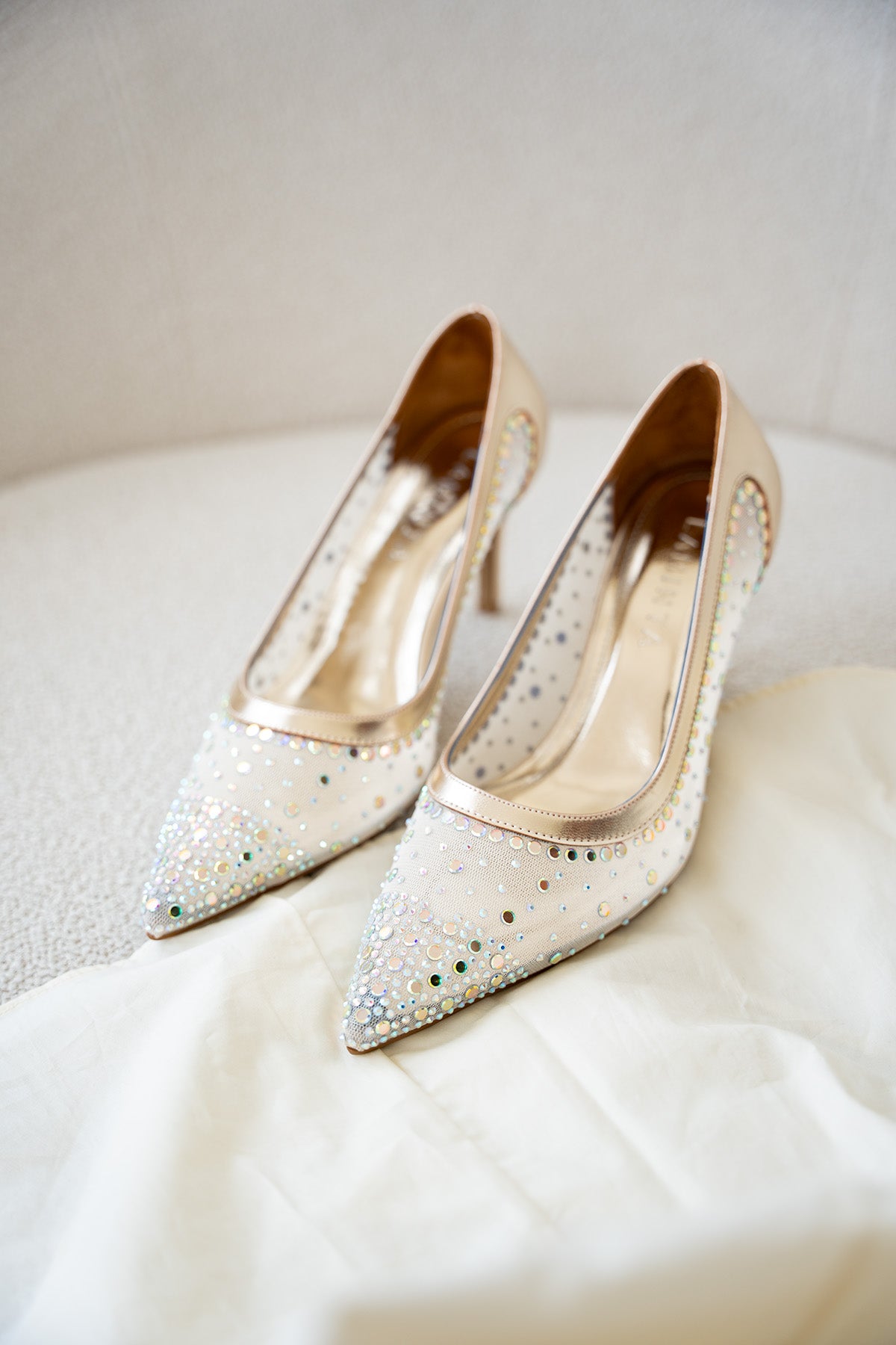 Miego Taşlı File Detaylı Kadın Topuklu Ayakkabı - GOLD