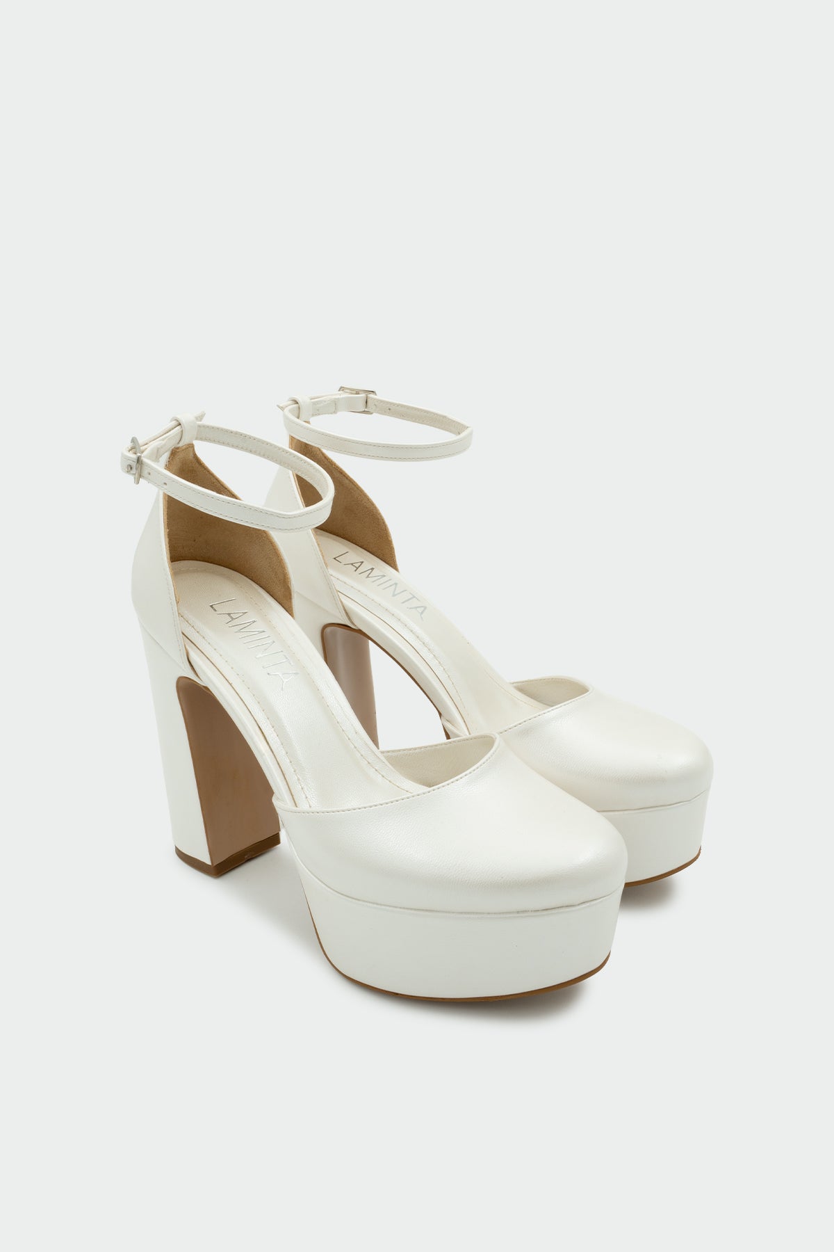 Swank Yuvarlak Burun Düz Kadın Topuklu Ayakkabı - SEDEF BEYAZ