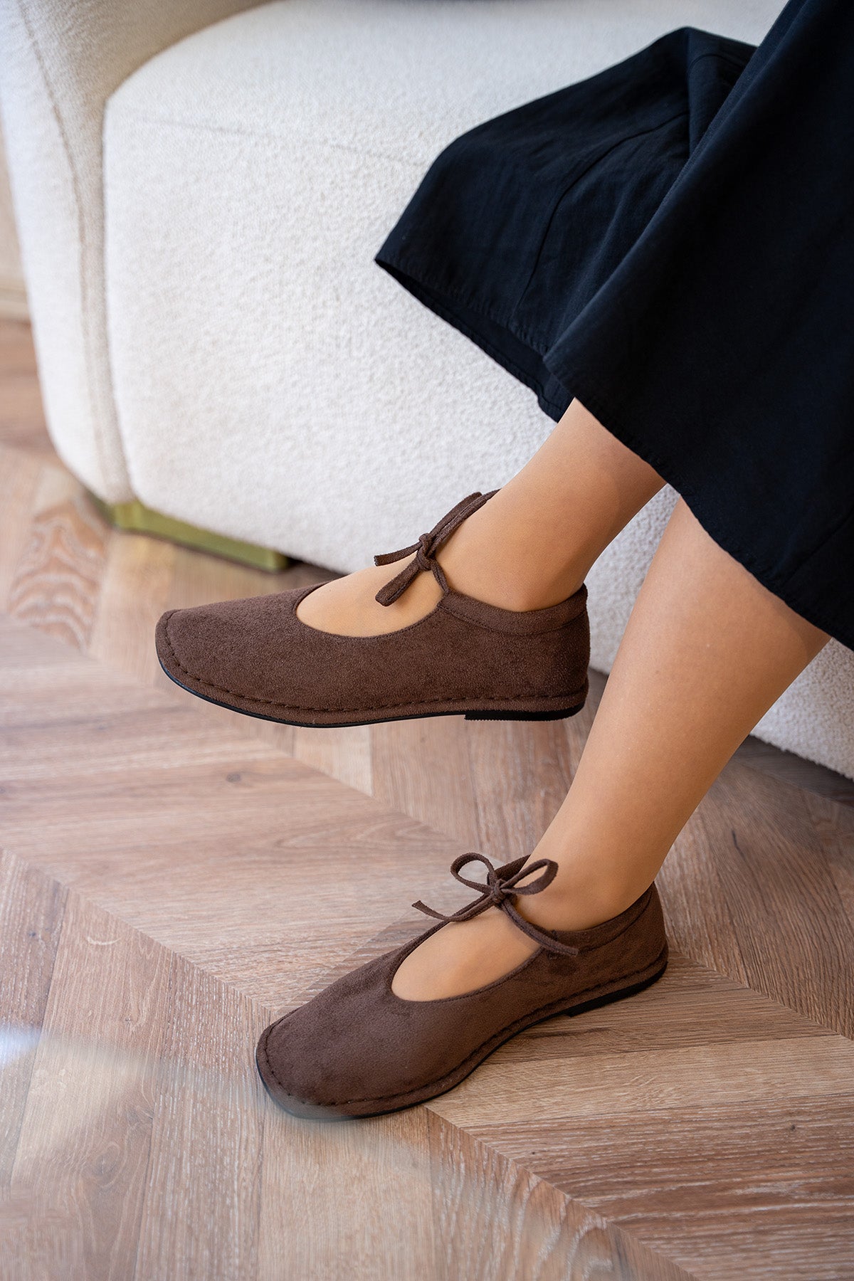 Mex Bağcık Detaylı Kadın Barefoot Ayakkabı - AcıKahve Süet