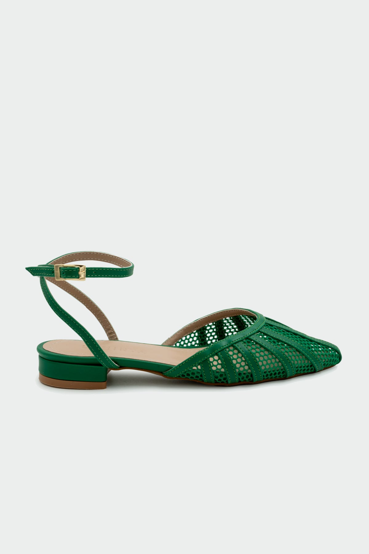 Zeno File Detaylı Kadın Düz Sandalet - YEŞİL