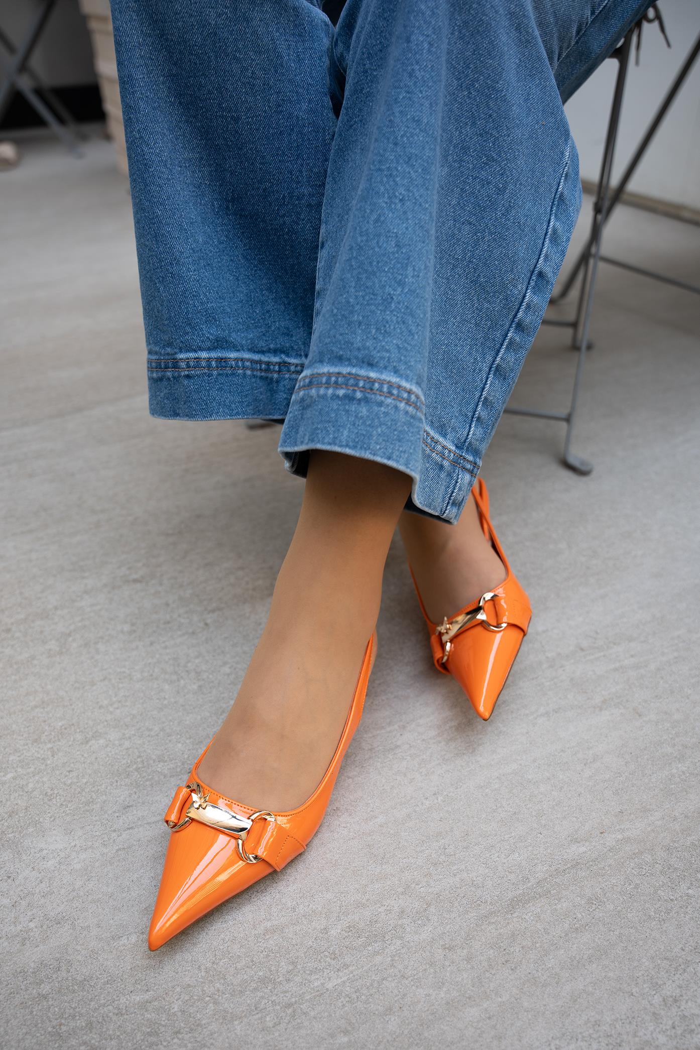 MATSU GOLD DETAYLI RUGAN TOPUKLU AYAKKABI - TURUNCU