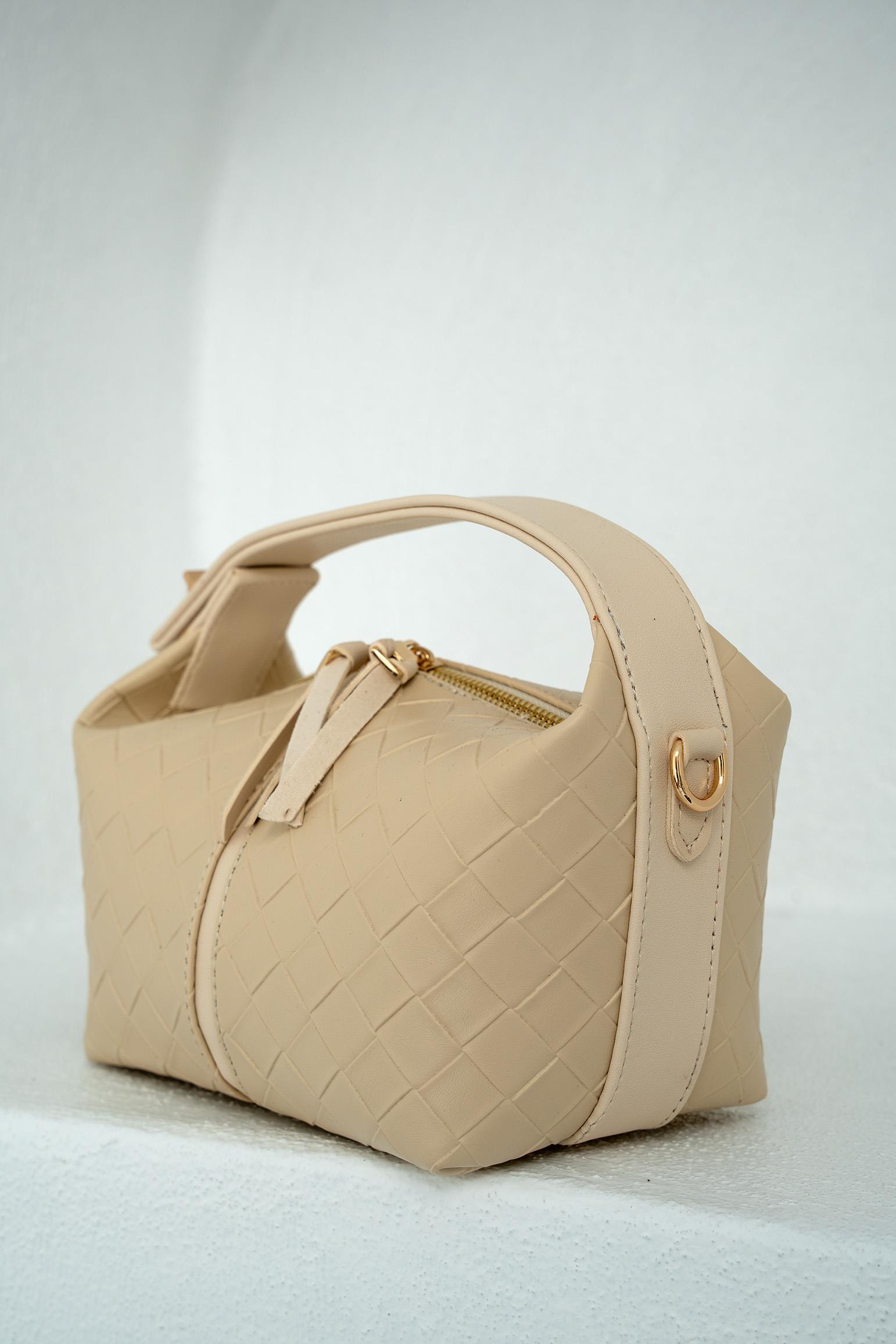 Blake Örgü Desenli El Çantası - KREM