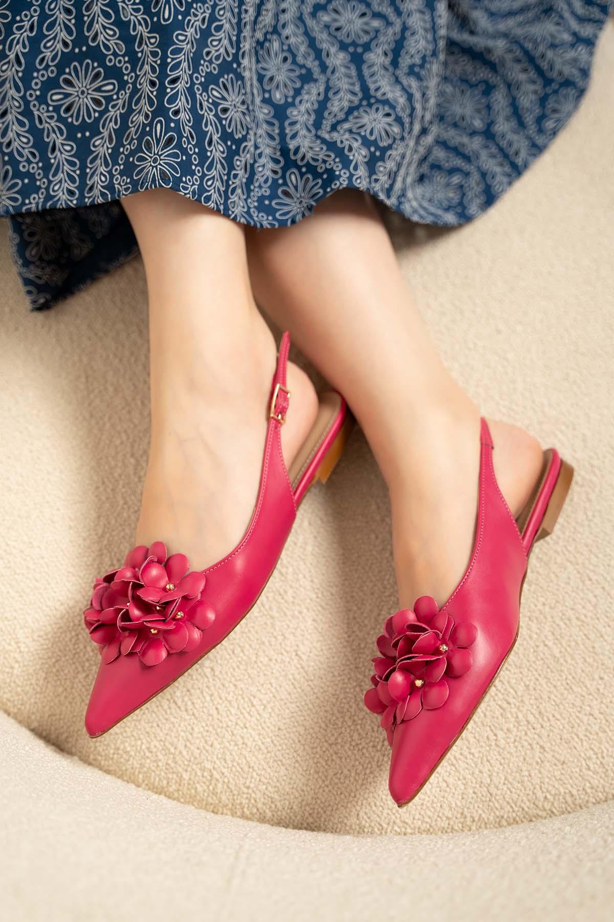 Alexa Çiçek Detaylı Babet - FUŞYA