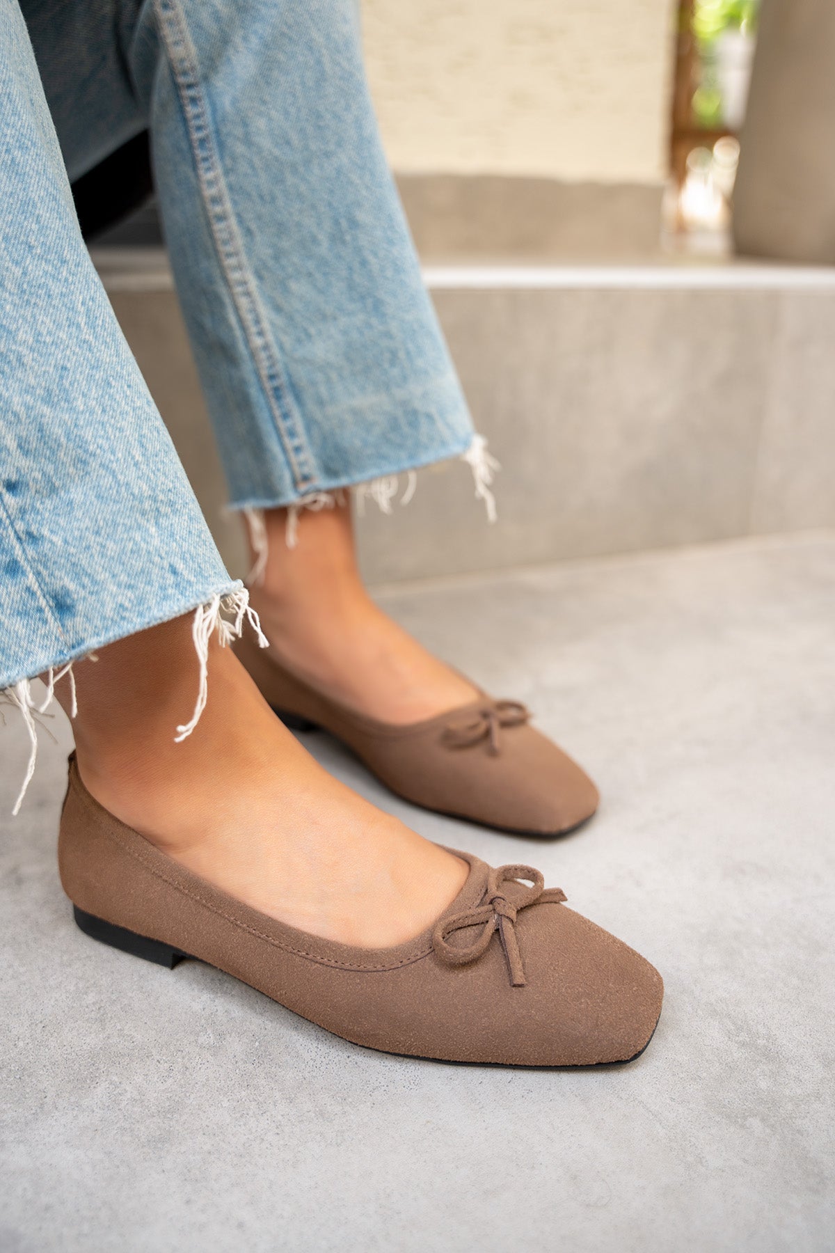 Linda Fiyonk Detaylı Babet - AcıKahve Süet