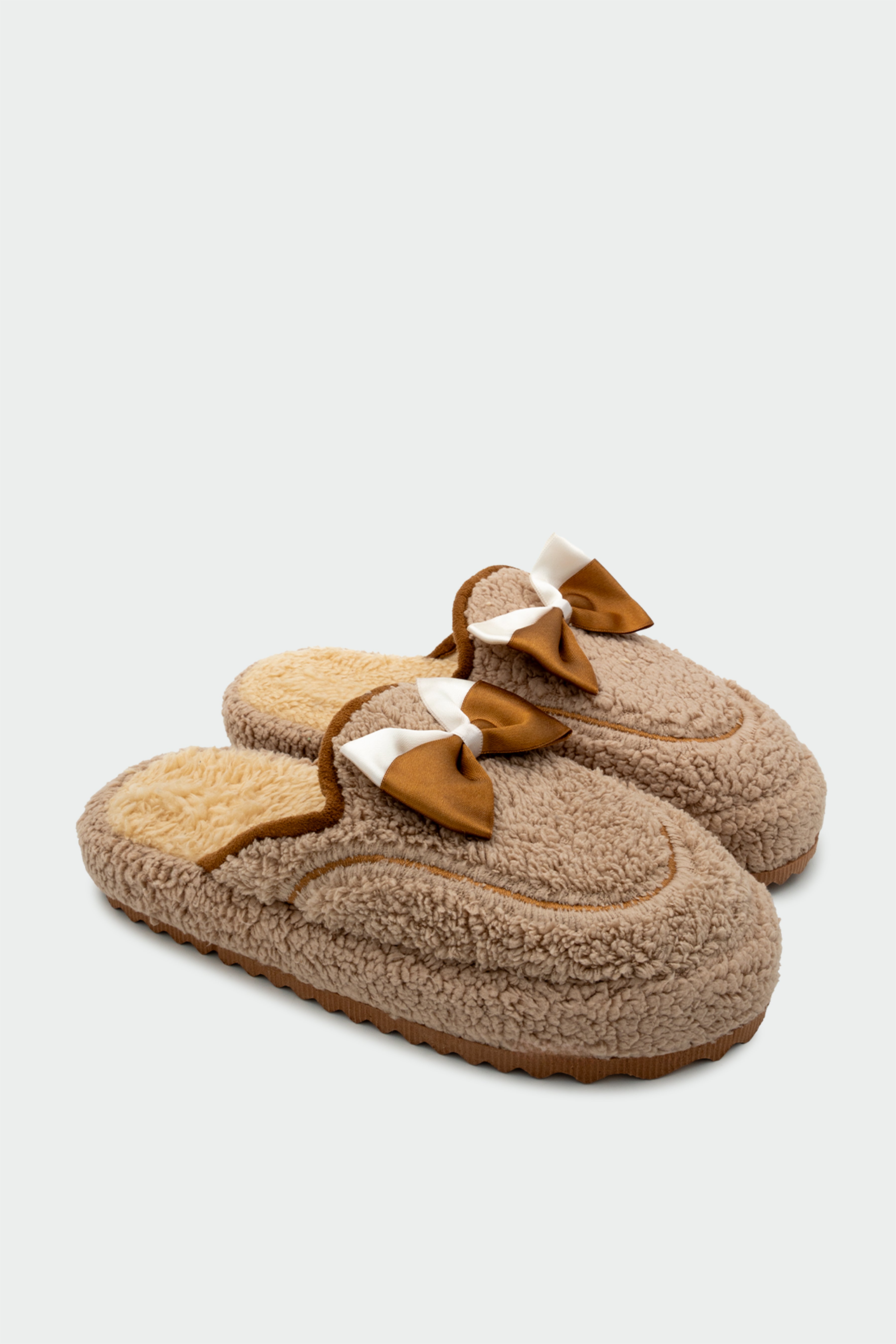 Puffer Fiyonk Detaylı Ev Terliği - CAMEL