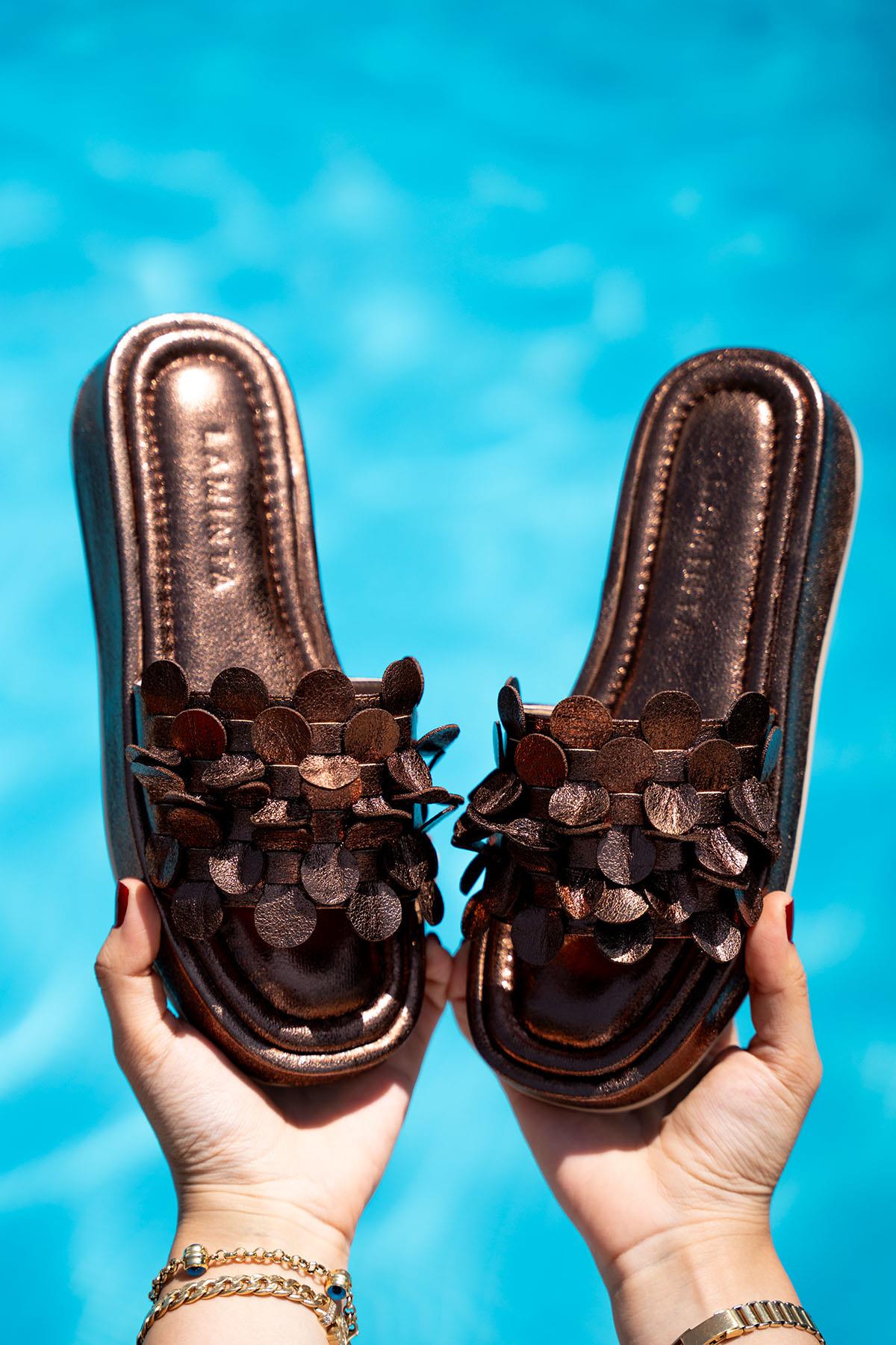 MANJE PÜSKÜL DETAYLI KALIN TABANLI TERLİK - BAKIR