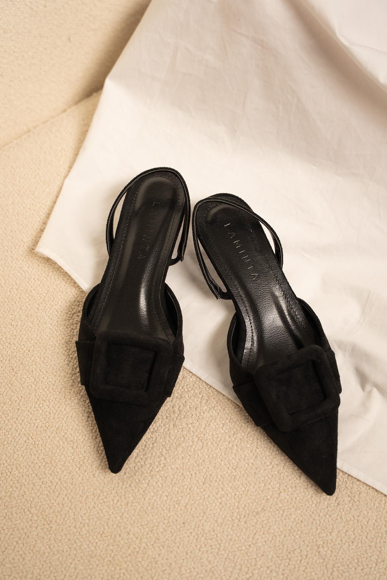 Nicole Tokalı Topuklu Ayakkabı - SİYAH SÜET