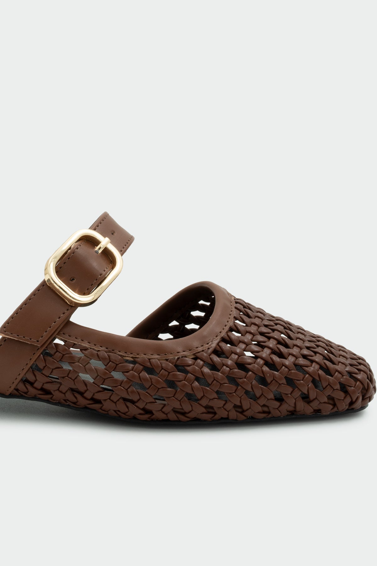 Duca Örgü Detaylı Tokalı Kadın Terlik - ACI KAHVE