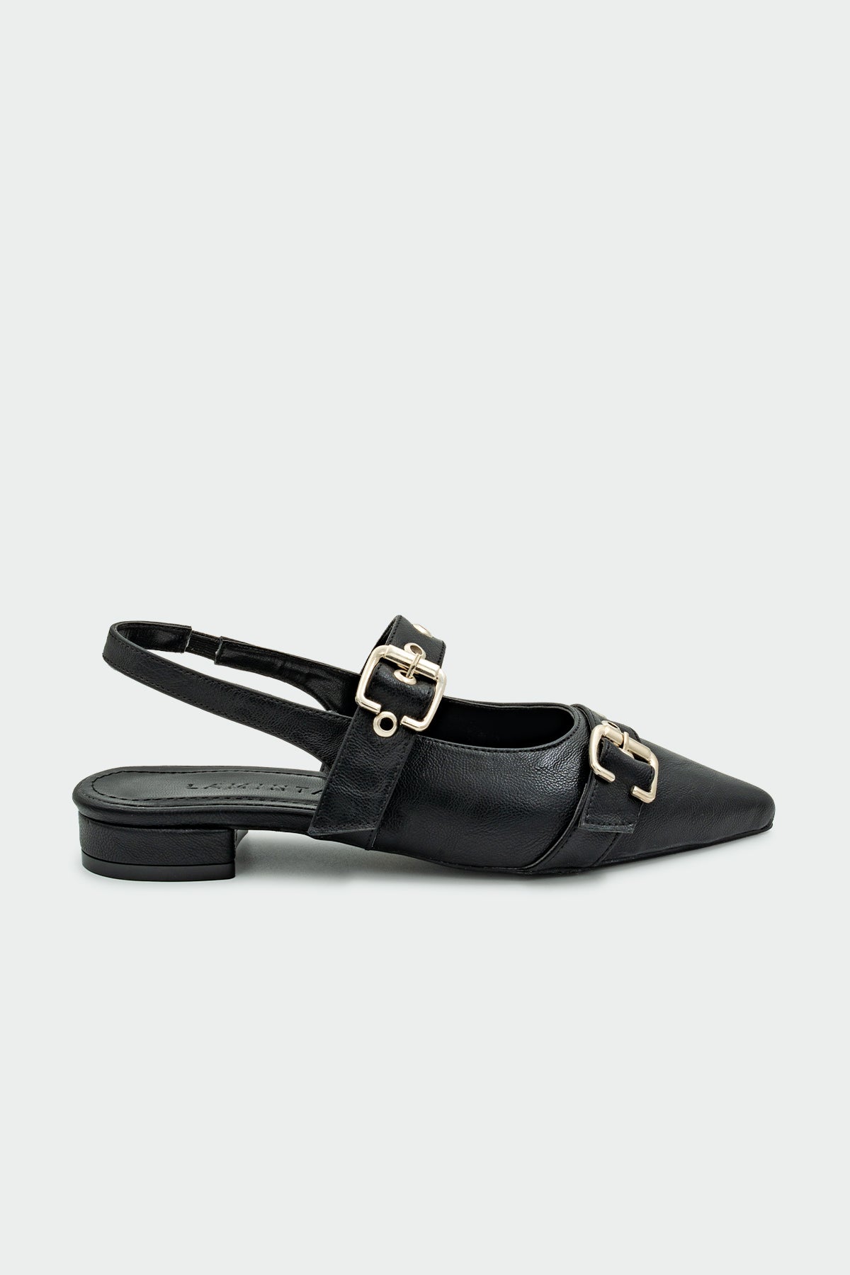 Raund Toka Detaylı Sivri Burun Kadın Babet - SİYAH