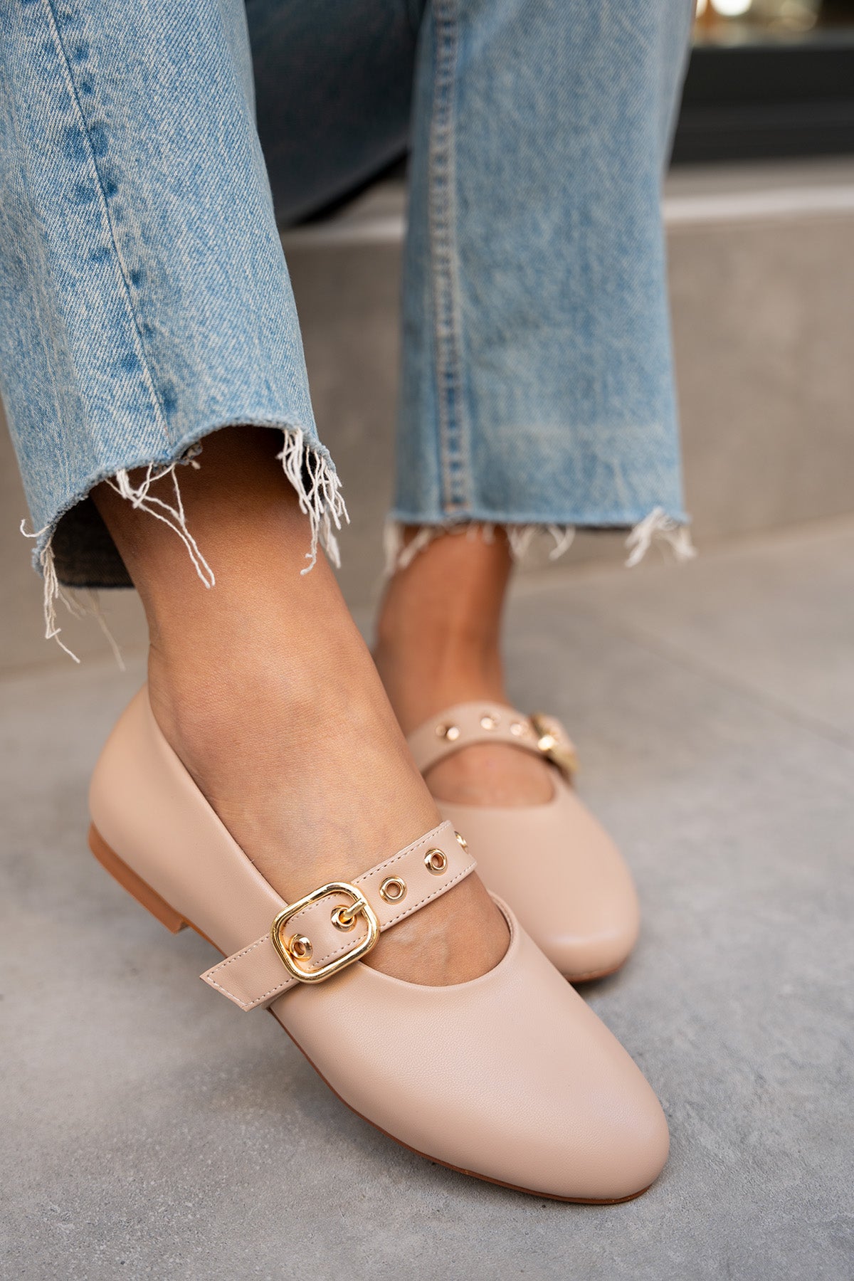 Victor Gold Tokalı Babet - NUDE DERİ