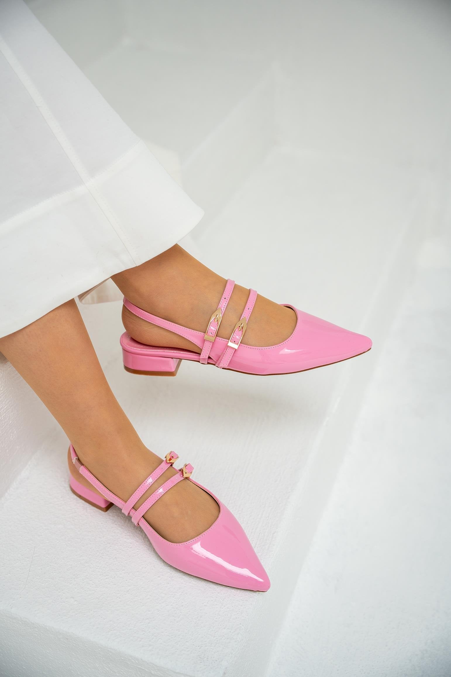 Holly Çift Toka Detaylı Babet - ŞEKER PEMBE